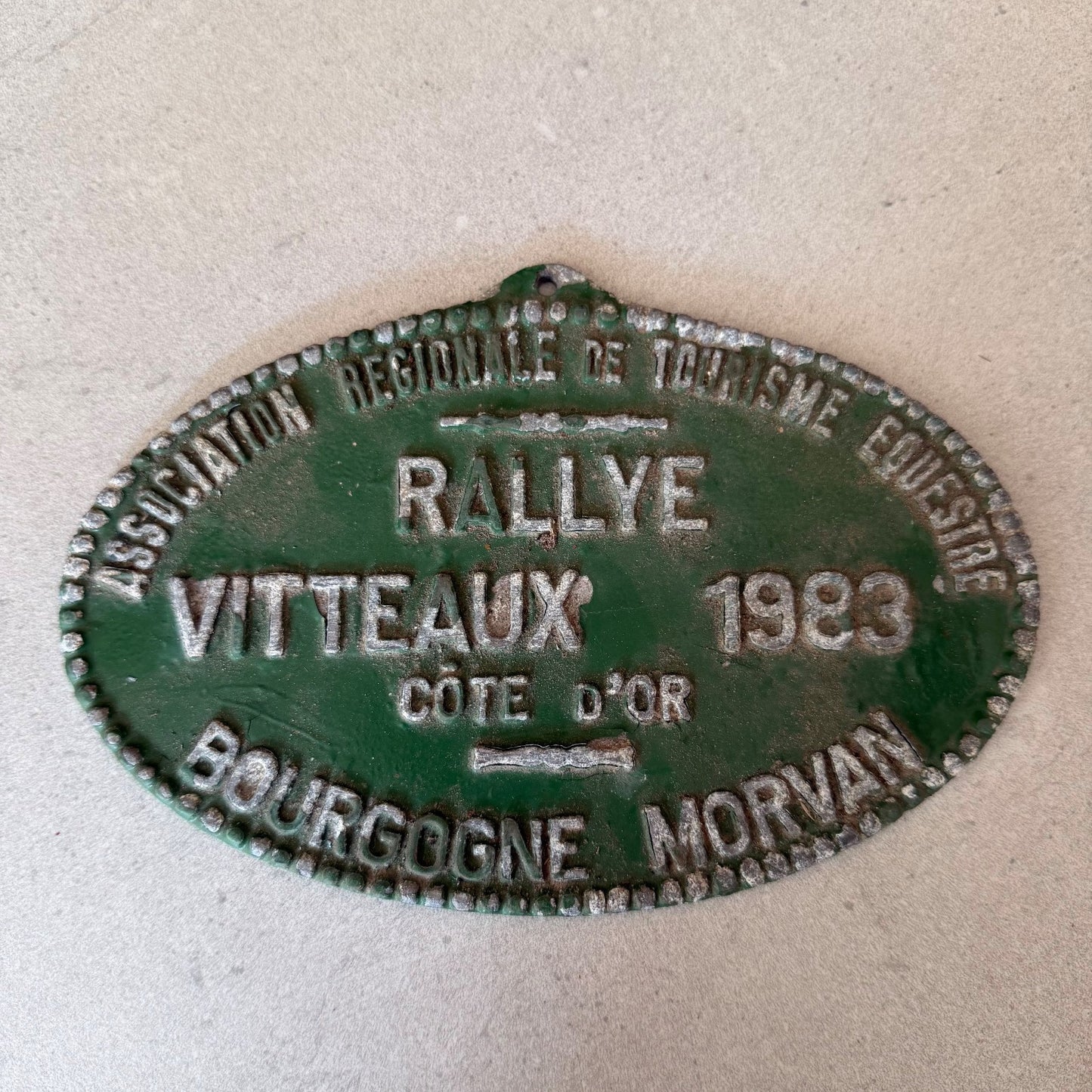 French Vintage Rally Plaque Vitteaux Bourgogne 1983 Green Enamel 08022620 Fleamarketfrance