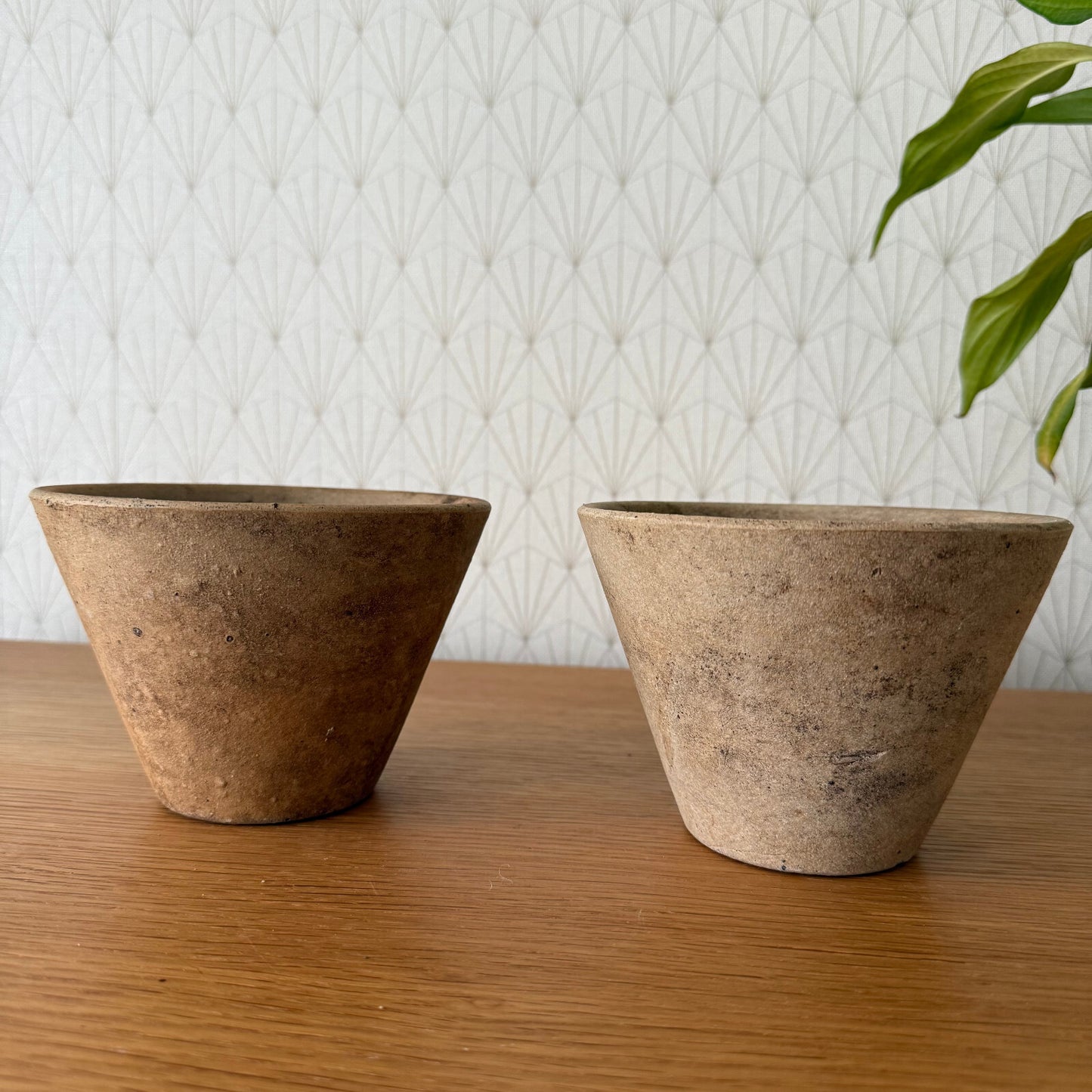 Vintage French Lot of 2 Terracotta Stoneware Pots Planter 2304252 Fleamarketfrance