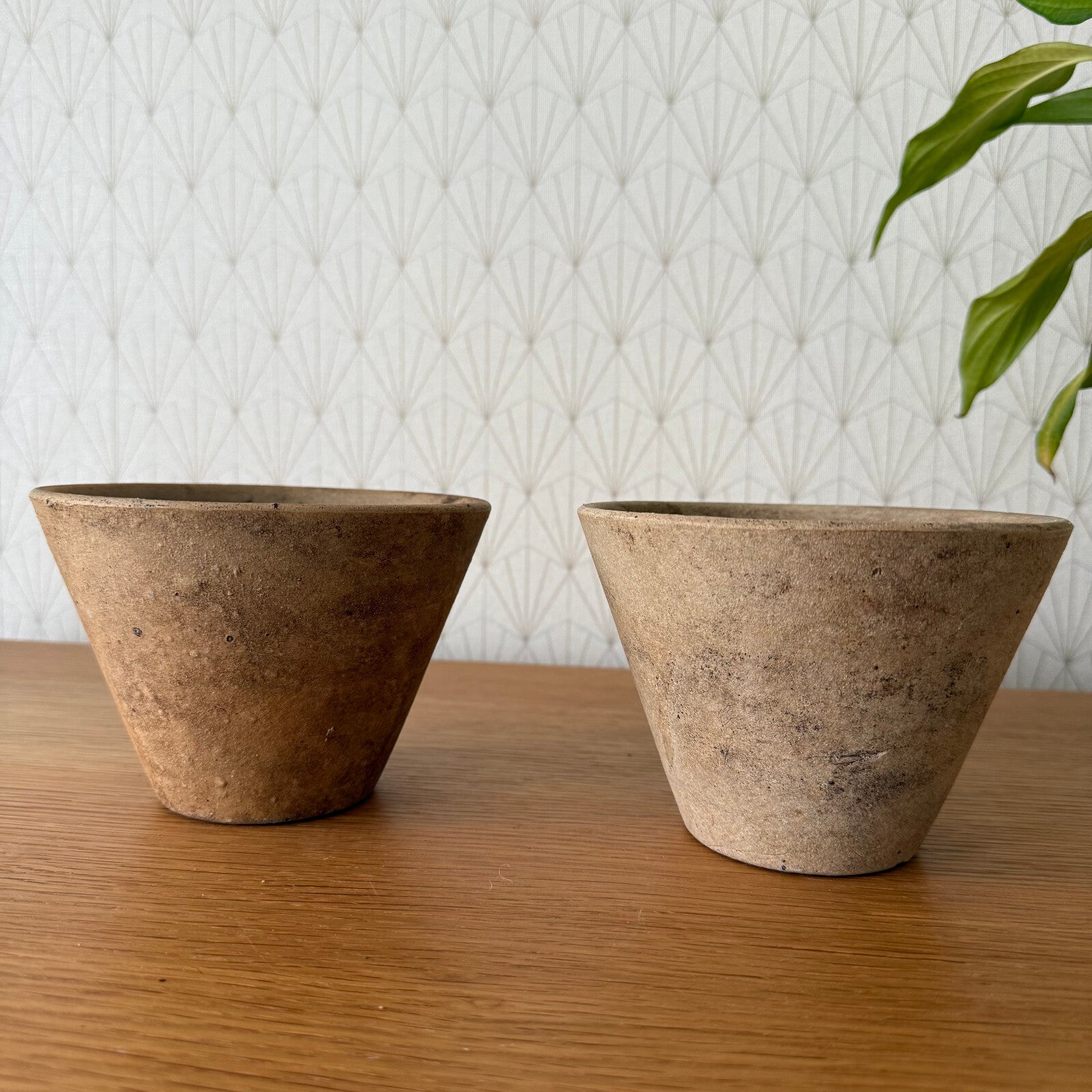 Vintage French Lot of 2 Terracotta Stoneware Pots Planter 2304252 Fleamarketfrance