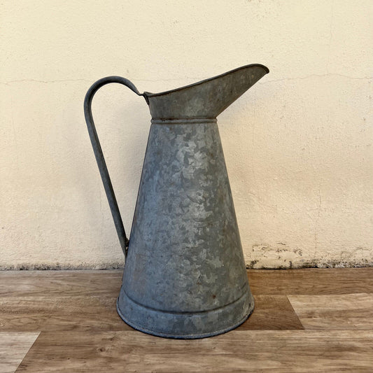 Vintage French Galvanized Zinc pitcher jug water grey garden 1707226 - Fleamarketfrance