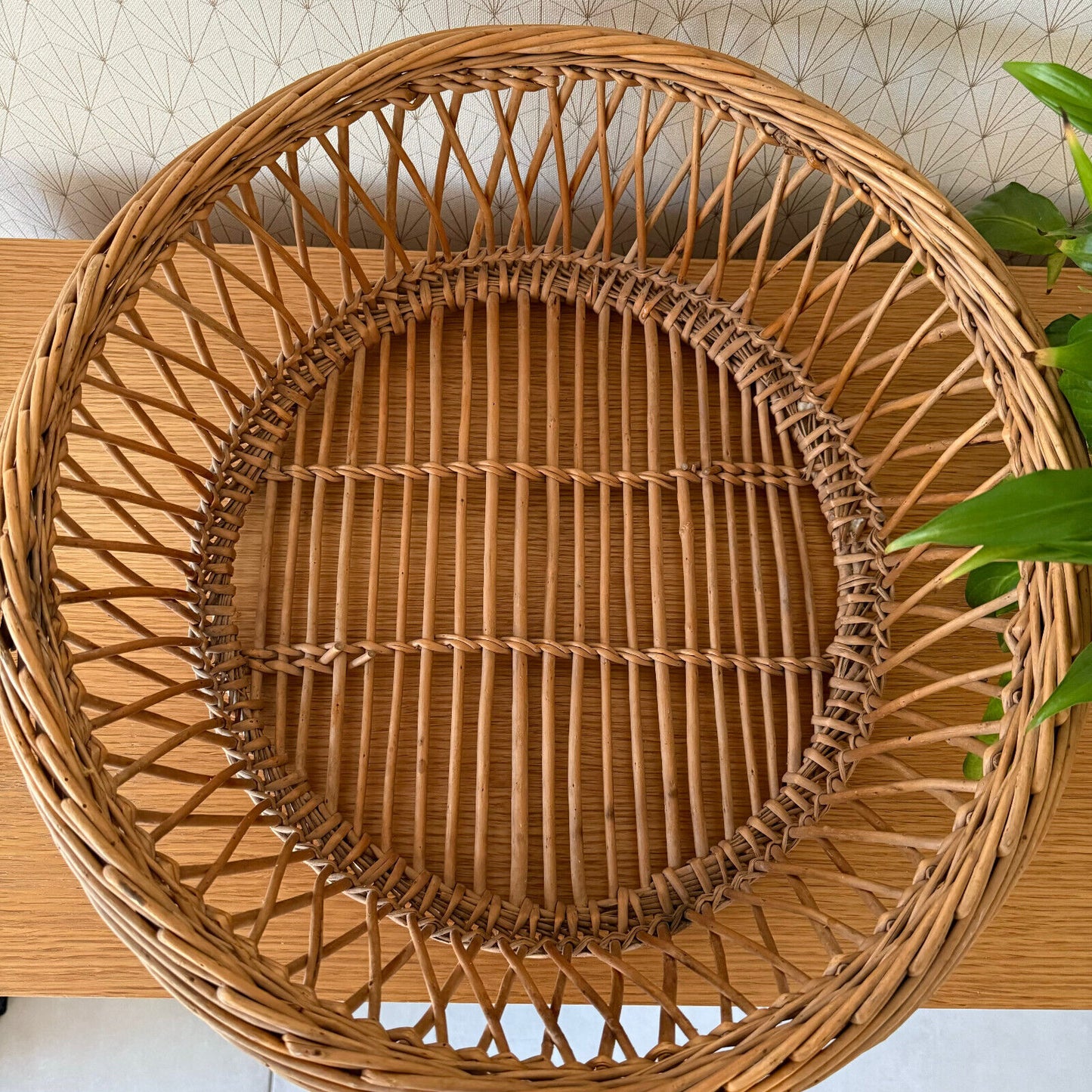 Basket Wicker Rattan Laundry Fruits House vintage french round cute 0901256 - Fleamarketfrance