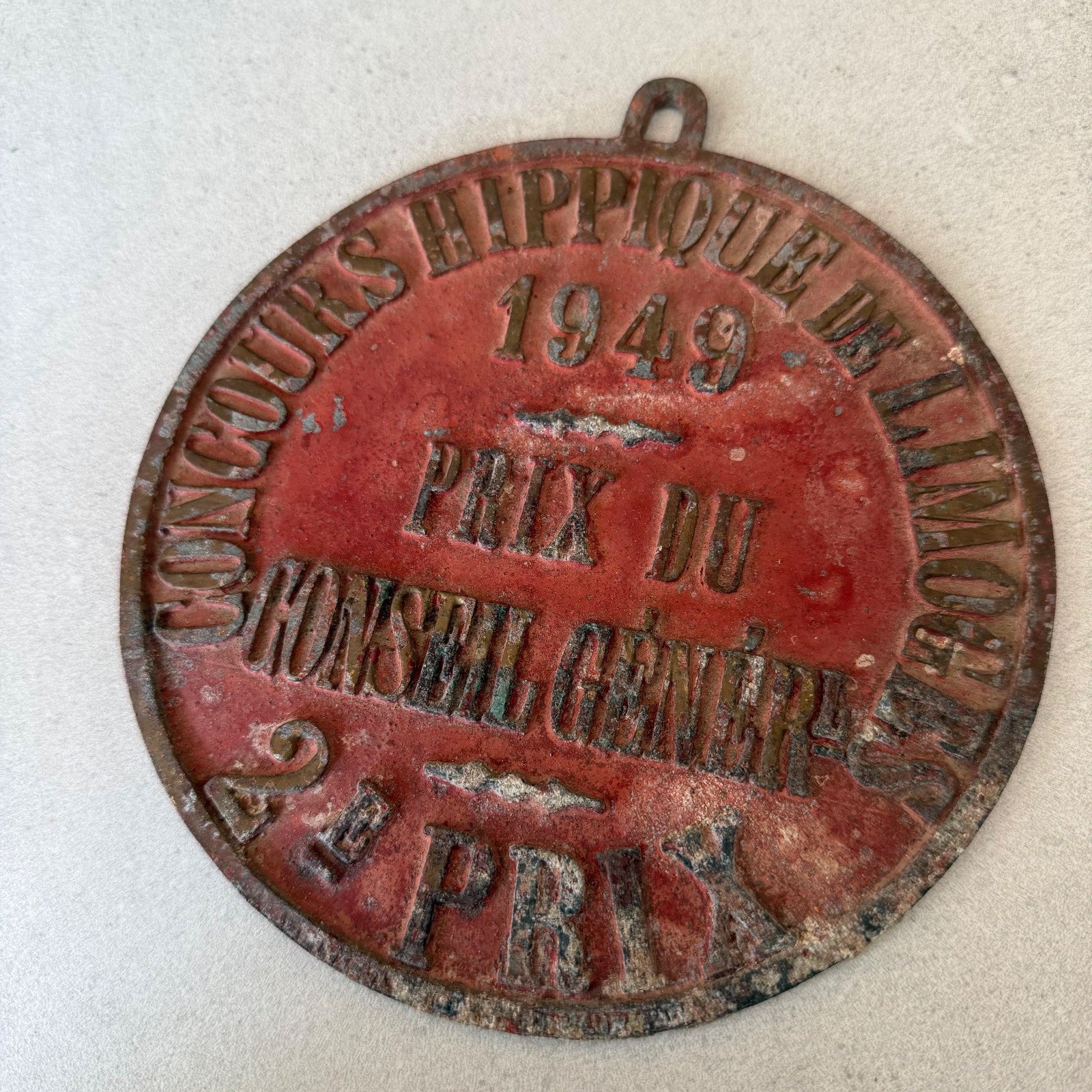 French Agricultural Medal 1949 Maubeuge Hippique Prize Trophy Vintage 08022614 Fleamarketfrance