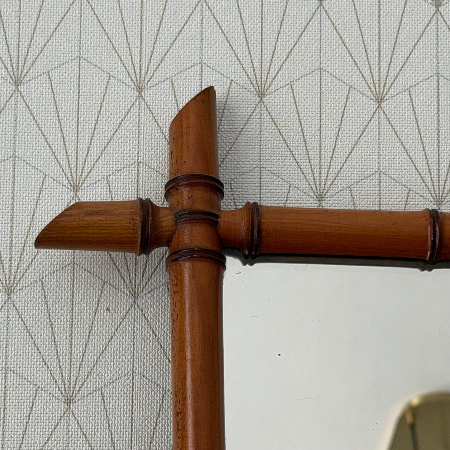Vintage French Faux Bamboo Wall Mirror Wood Frame 1906262 Fleamarketfrance