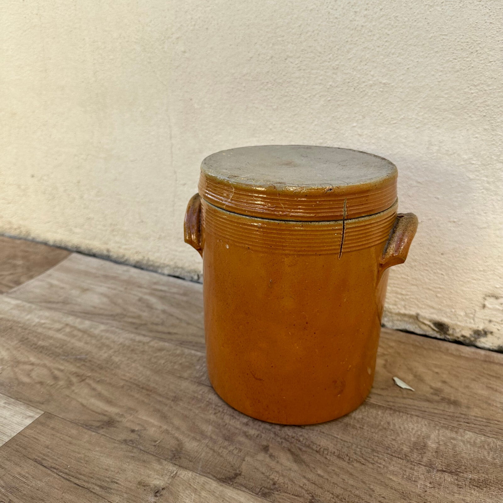 French Confit Pot Antique Stoneware Storage Jar Honey Glaze 1906233 Unmarked