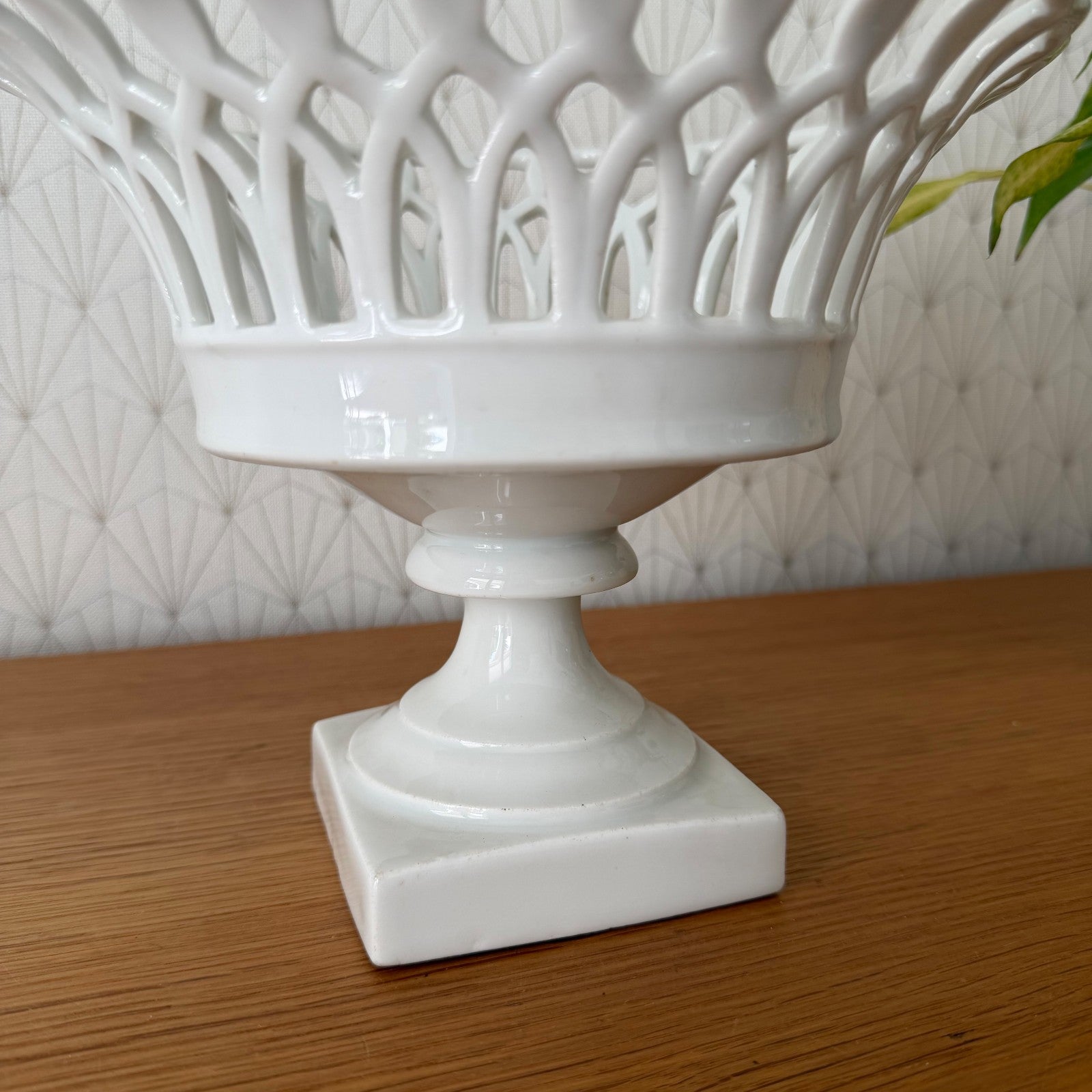 Vintage French White Porcelain Reticulated Footed Compote 0708261 Fleamarketfrance