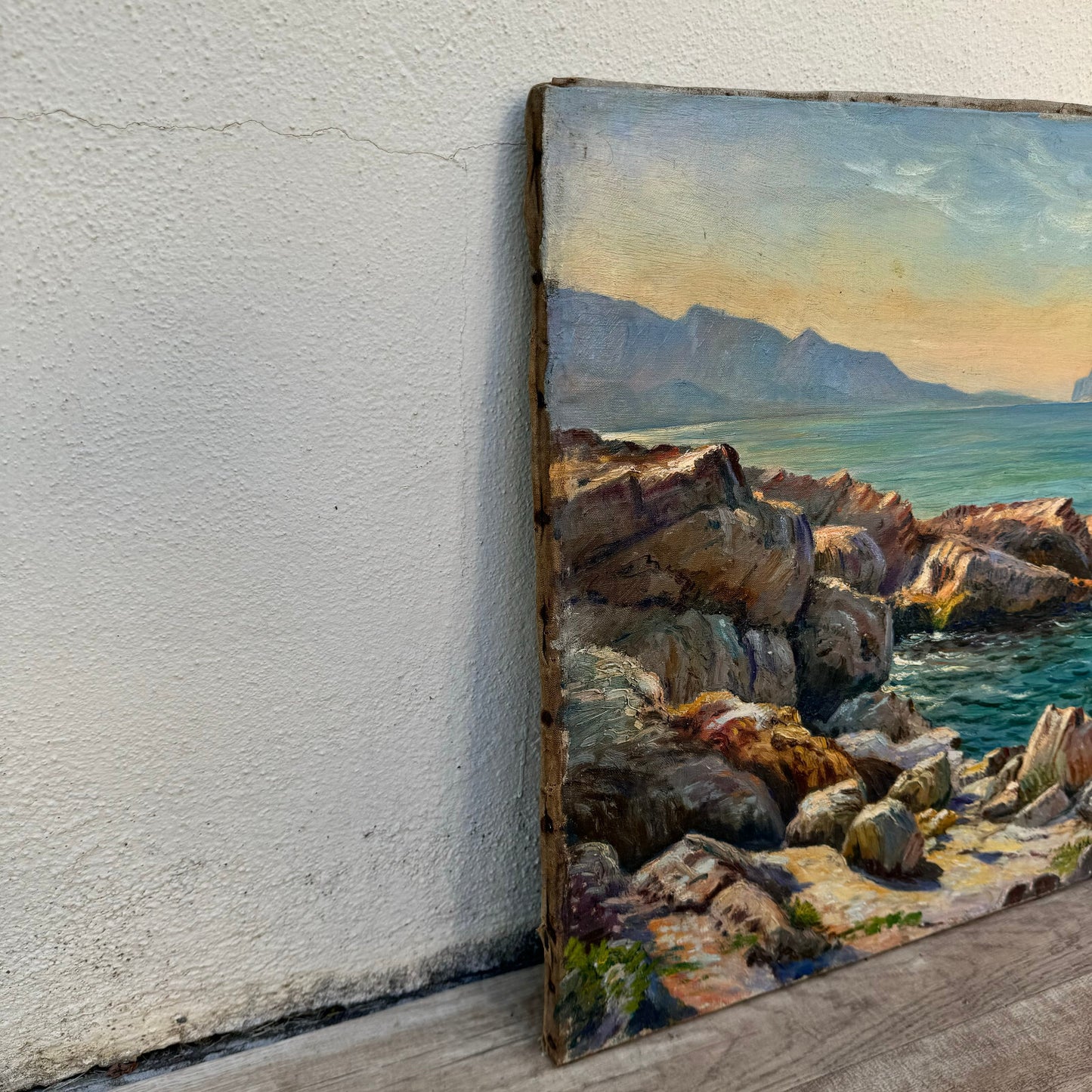 French Coastal Oil Painting Provence Riviera Seascape Signed 07062412 Fleamarketfrance
