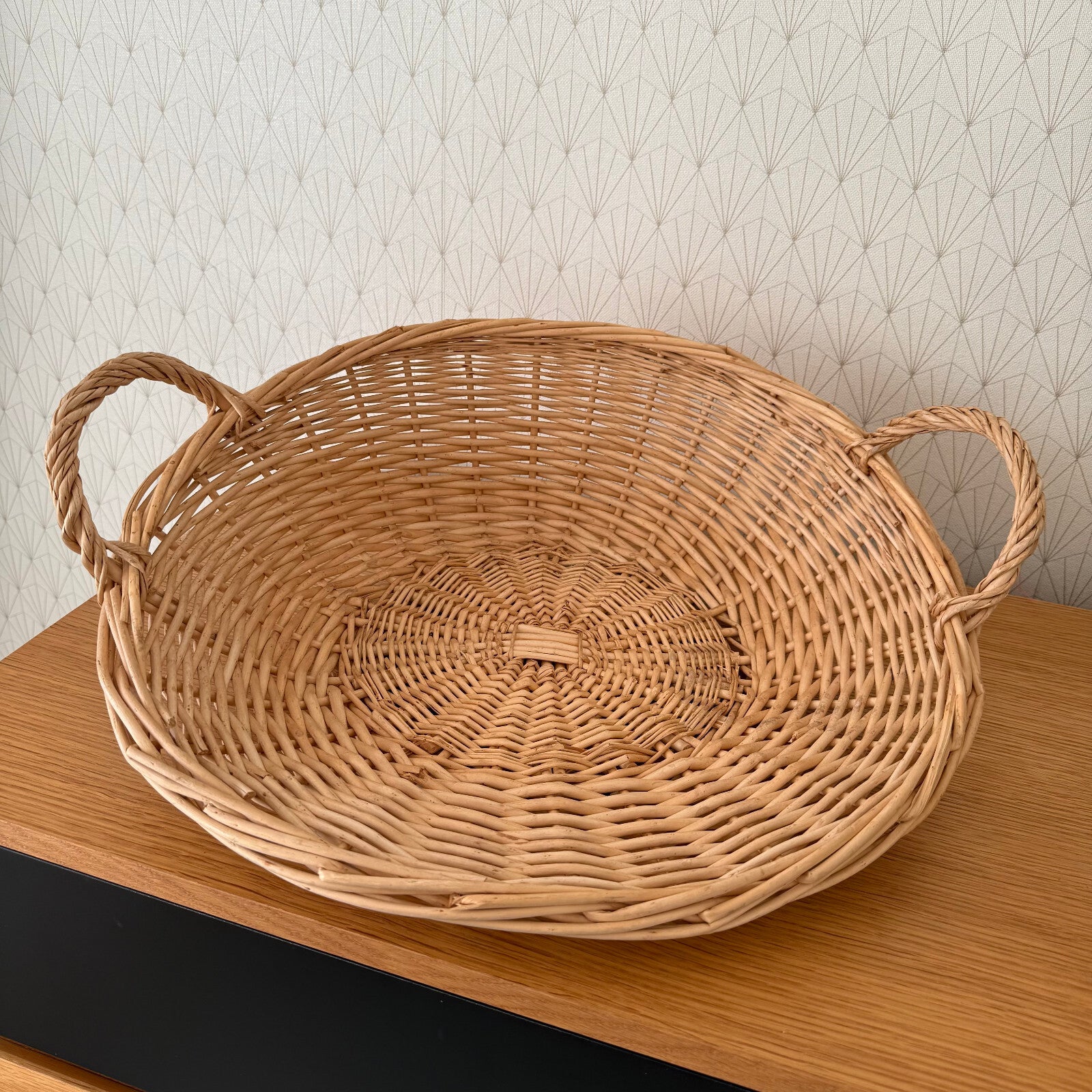 French Wicker Basket Vintage Rattan Oval Bakery Display Handles 1102254 Fleamarketfrance