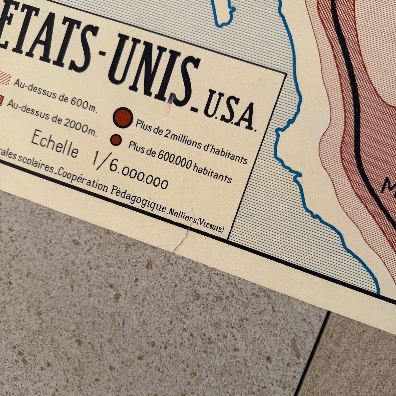 Vintage French School Map Poster USA USSR Geography 20082625 Fleamarketfrance