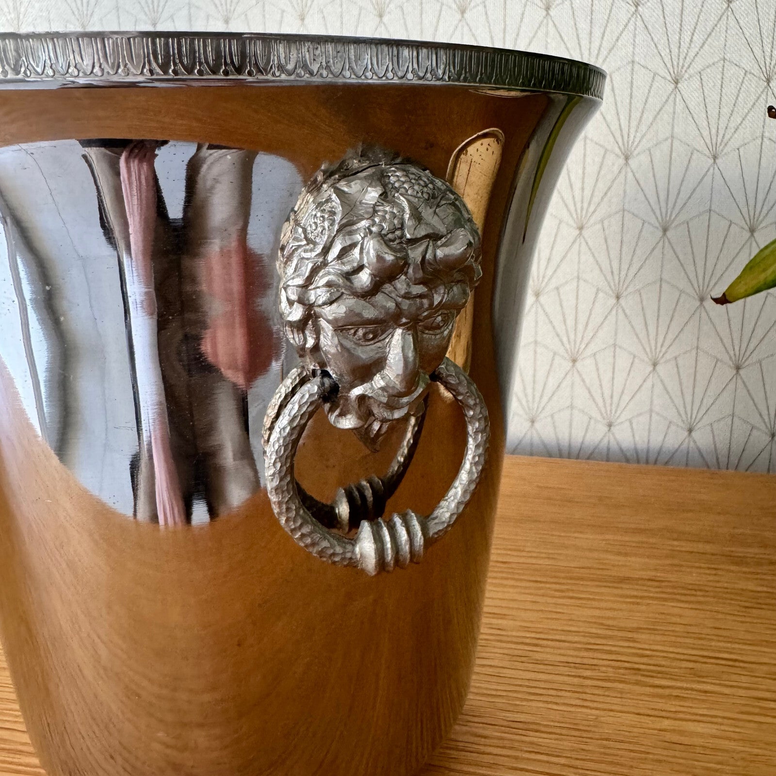 French Silver Plate Ice Bucket Lion Head Handles Champagne Cooler 24042420 Fleamarketfrance