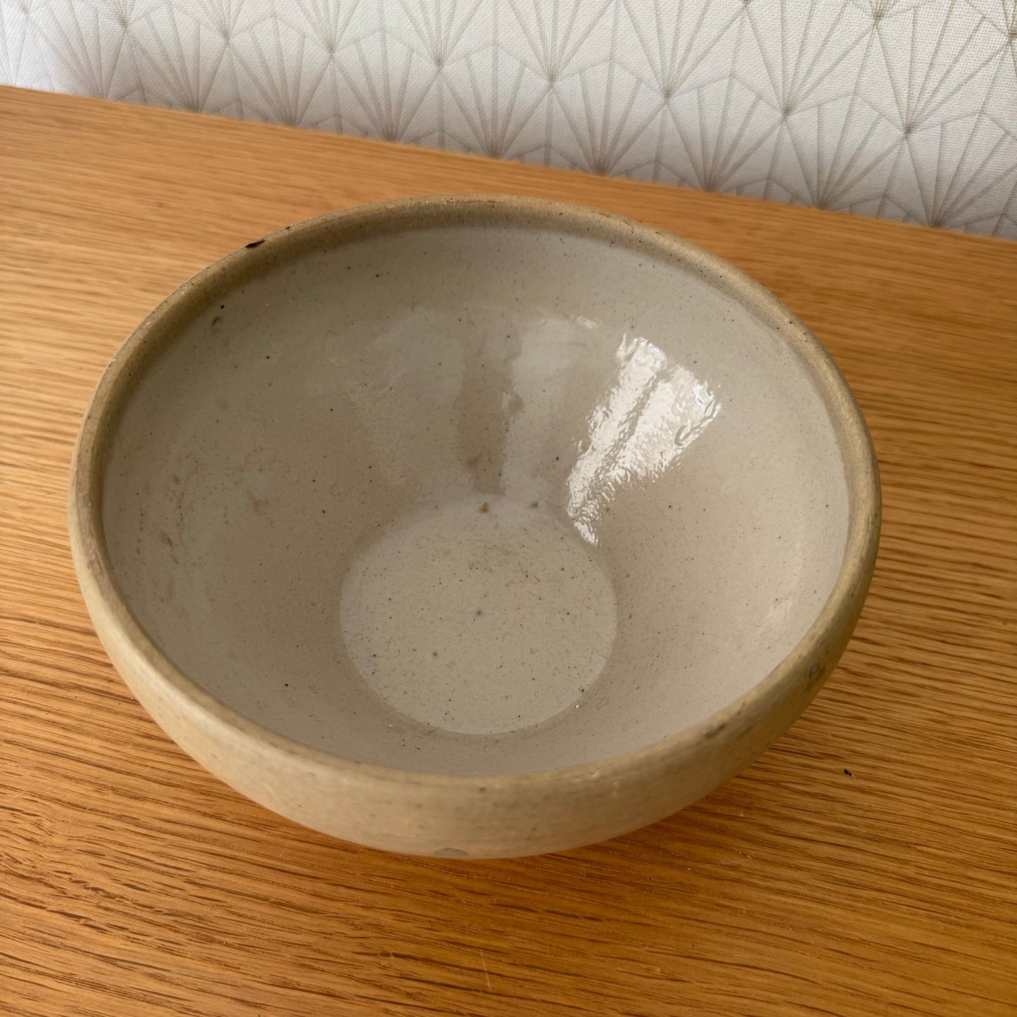 Vintage French Stoneware Mixing Bowl Sage Green Glaze 6.75" 02112512 Unbranded