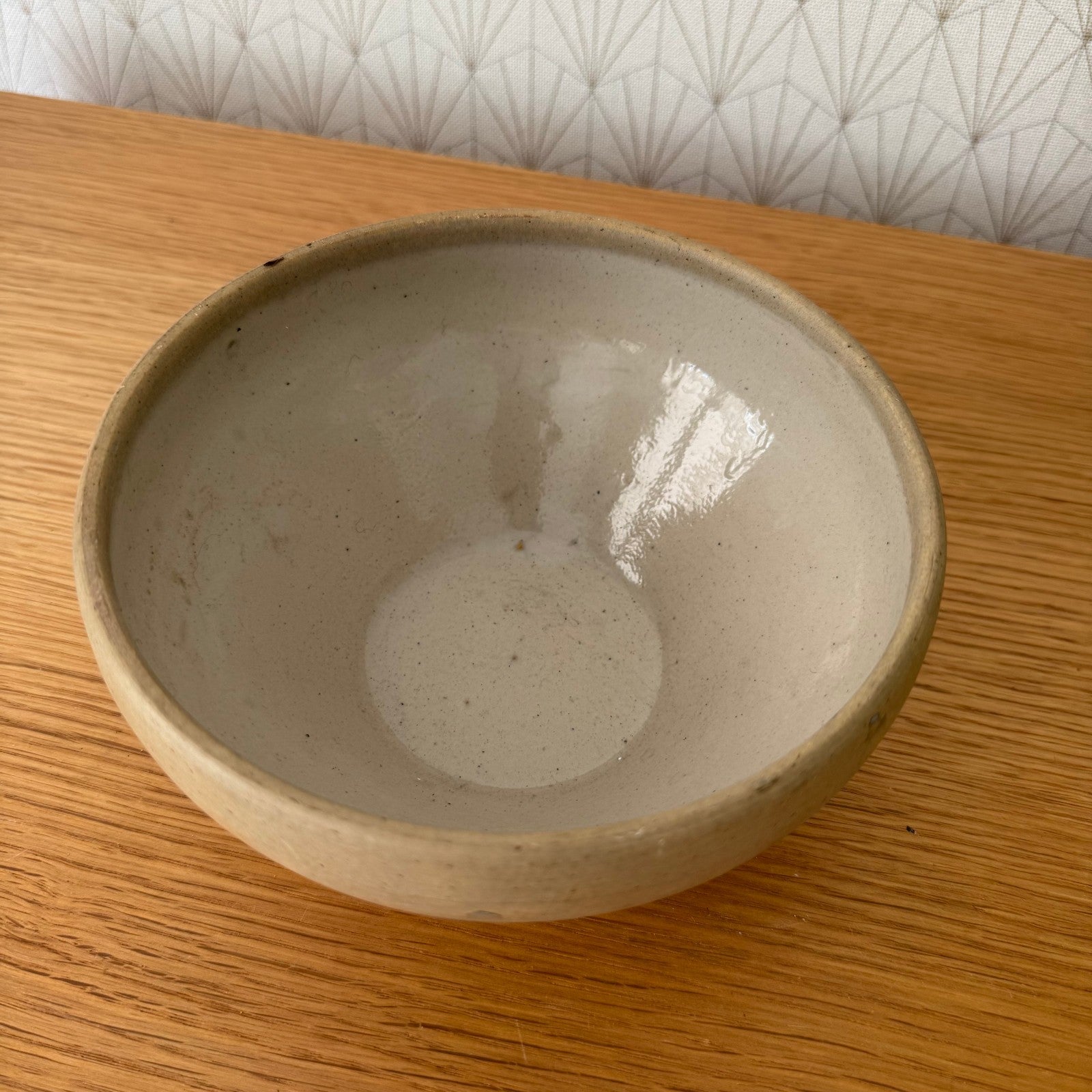 Vintage French Stoneware Mixing Bowl Sage Green Glaze 6.75" 02112512 Unbranded