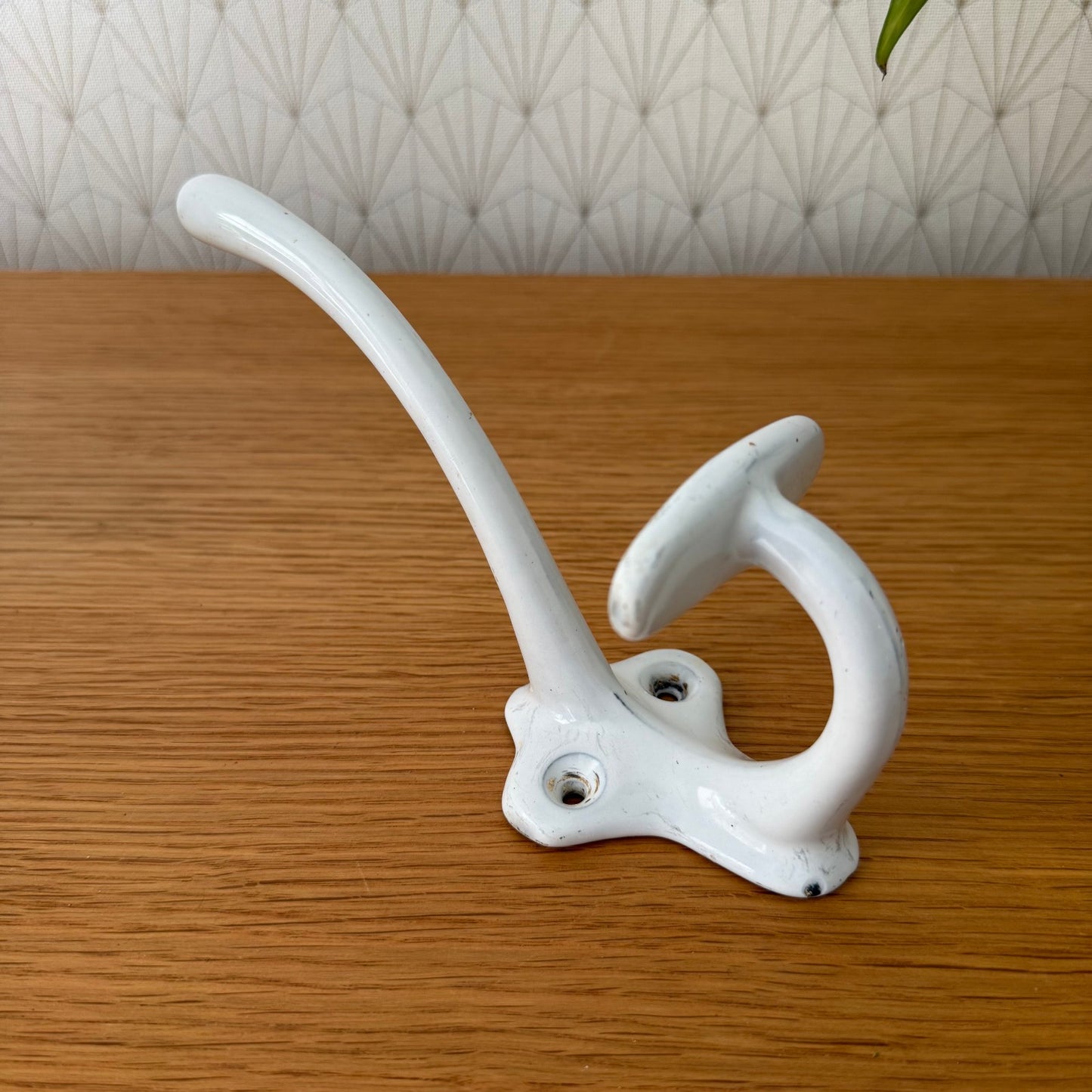 Vintage French Porcelain Wall Hook White Coat Hanger 1930s 08072511 Unbranded