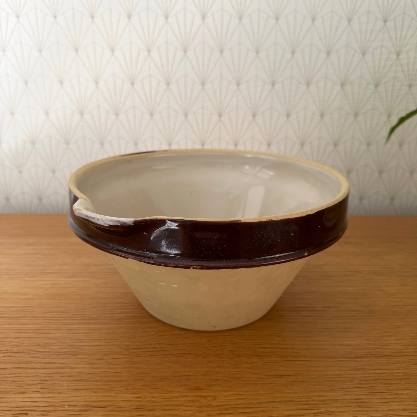 VINTAGE FRENCH STONEWARE SALAD MIXING BOWL TERRINE TIAN DIGOIN 9 1/2" 2210258