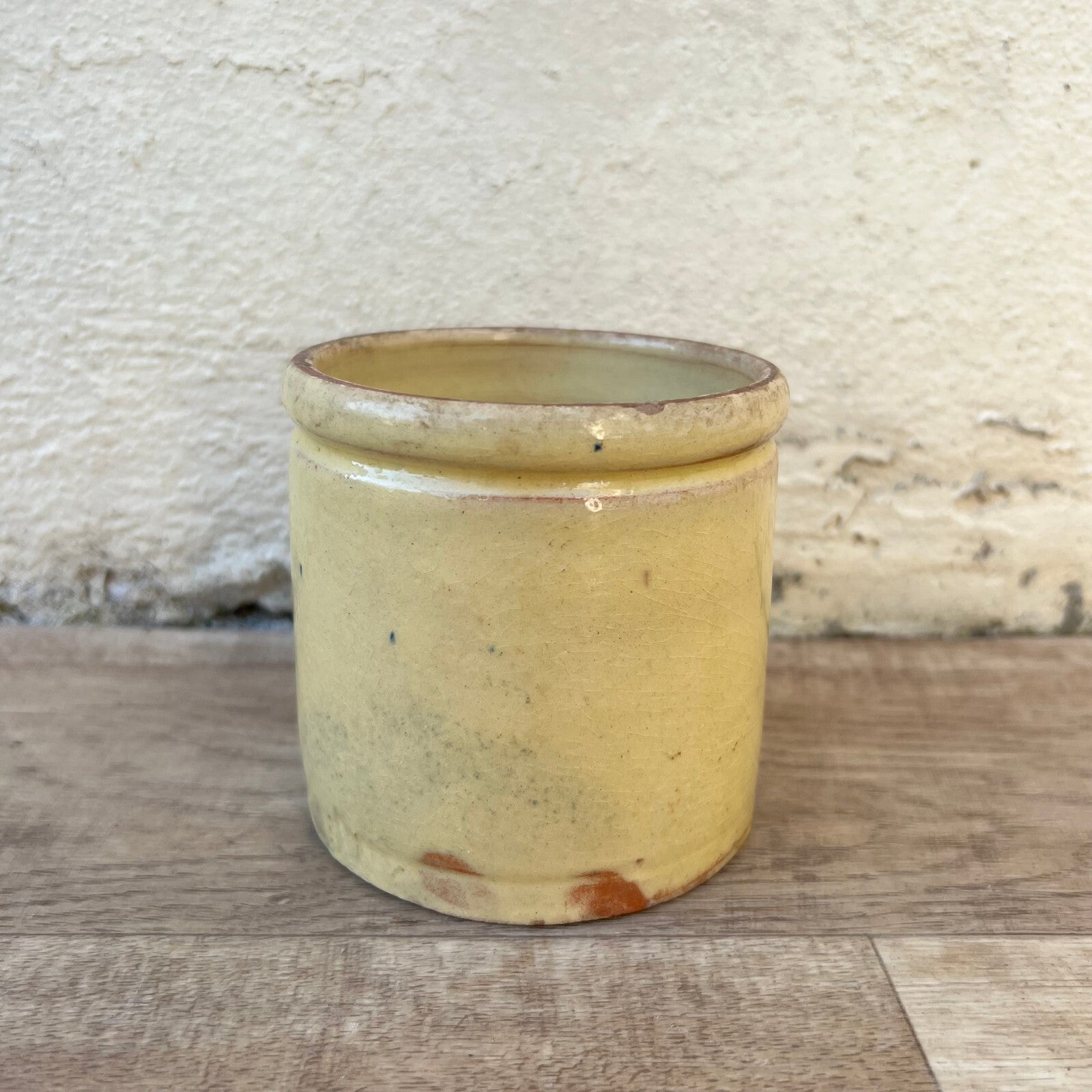 Antique French Jam Pot Yellow Glazed Terracotta Handmade Jar 2509225 Unmarked