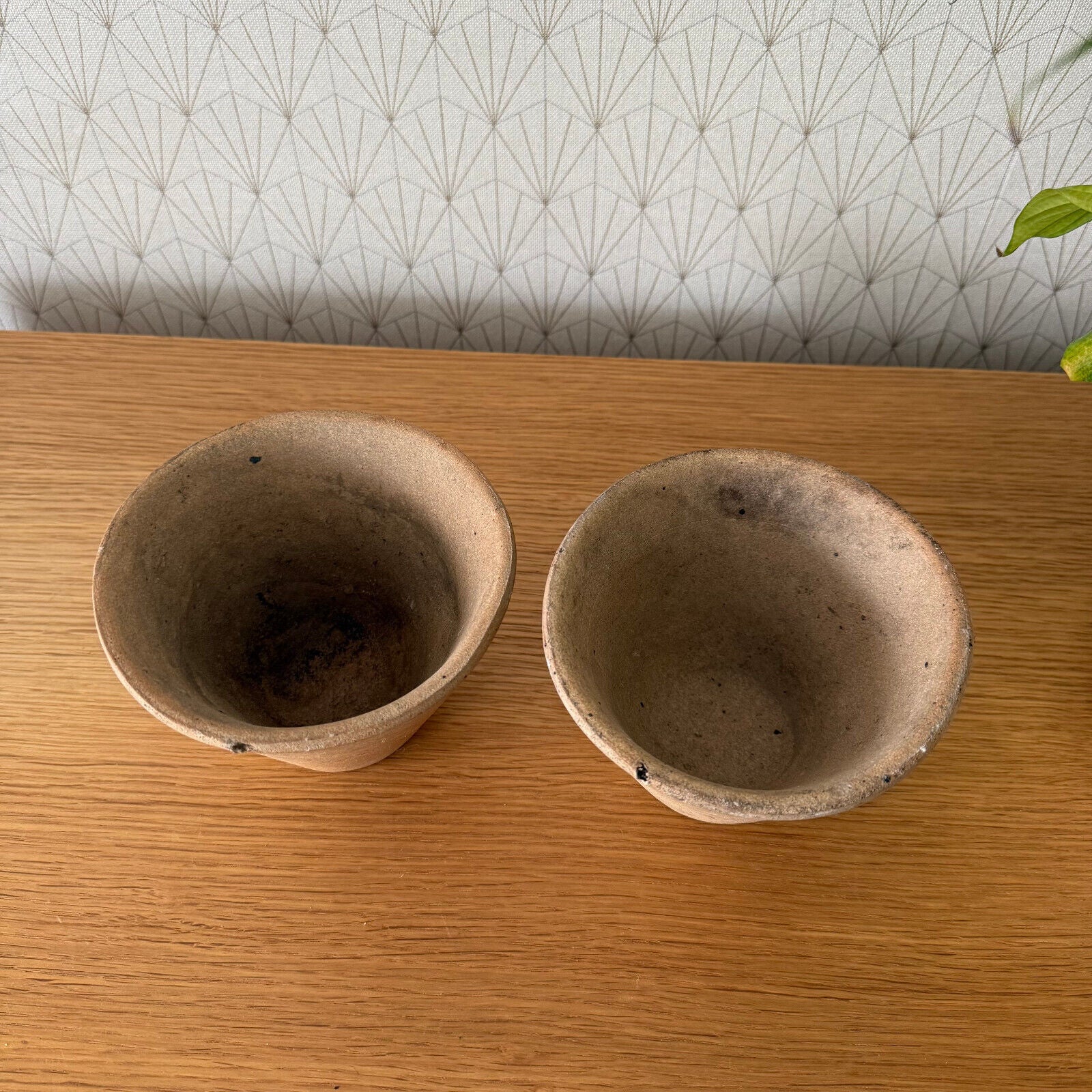 Vintage French Lot of 2 Terracotta Stoneware Pots Planter 2302251 - Fleamarketfrance