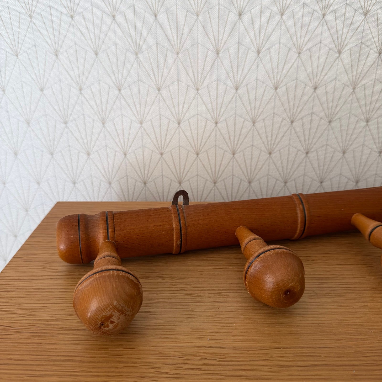 Antique Wooden French Coat Hook Hat 5 Pegs Hanger Faux Bamboo rack 2409253 Unbranded