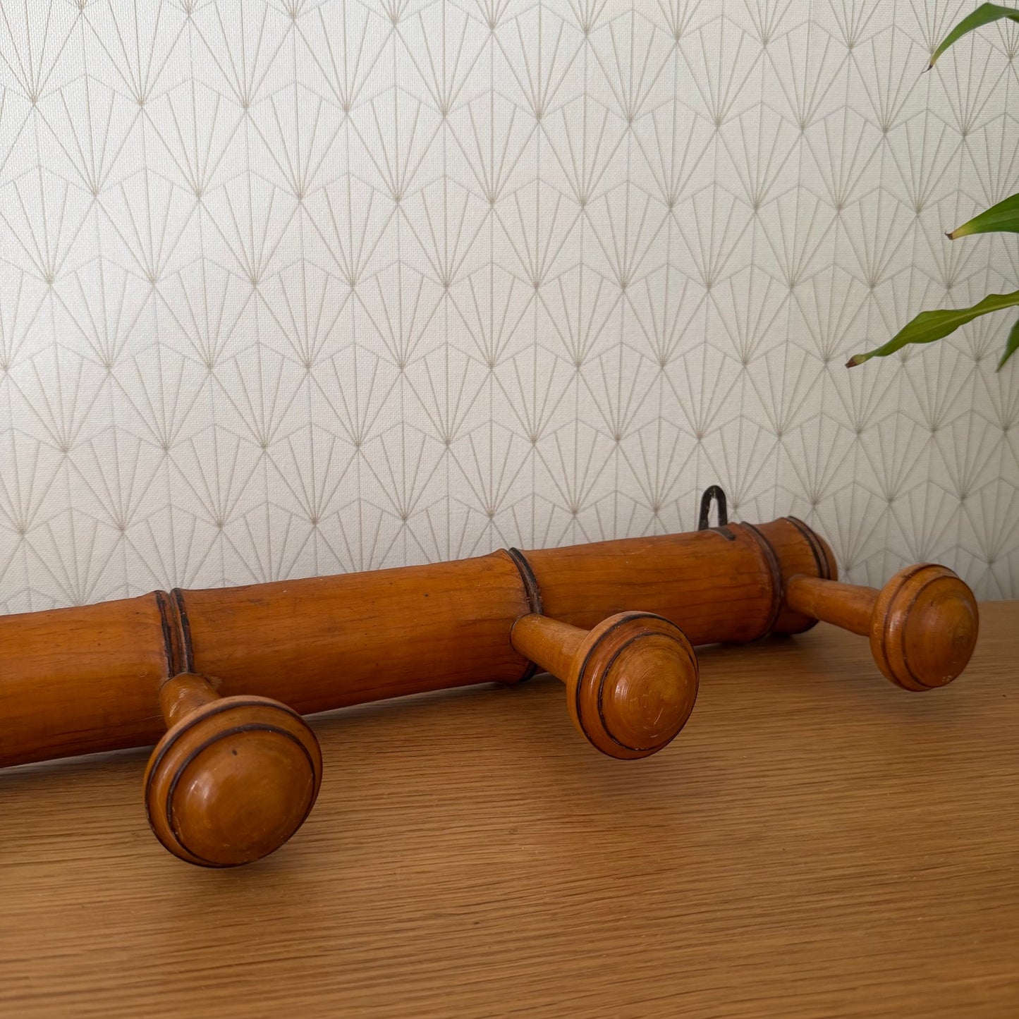 Antique French Coat Hook Hat 4 Pegs Hanger Faux Bamboo rack 0810256