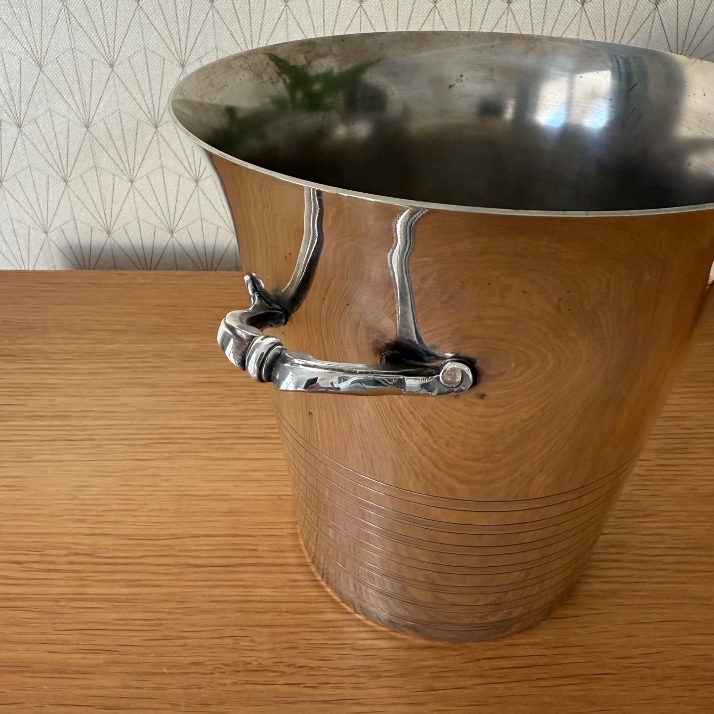 Vintage French Ice Bucket Silverplate Champagne Cooler Ribbed 0912259 Fleamarketfrance : French vintage and antique decor