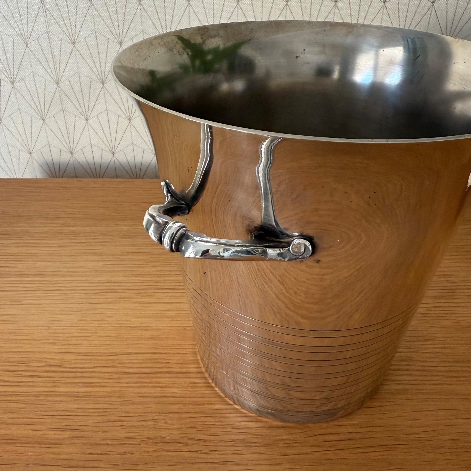 Vintage French Ice Bucket Silverplate Champagne Cooler Ribbed 0912259 Fleamarketfrance : French vintage and antique decor
