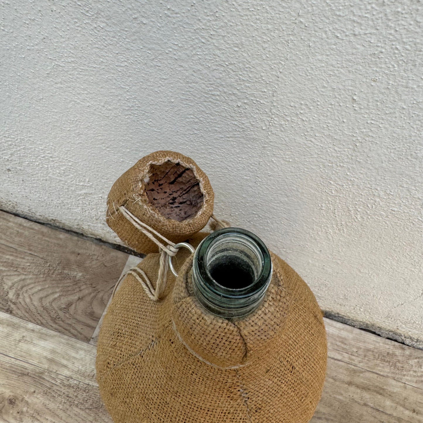 Vintage French Brandy Bottle Marc de Bourgogne Linen Wrapped 22072417 Fleamarketfrance