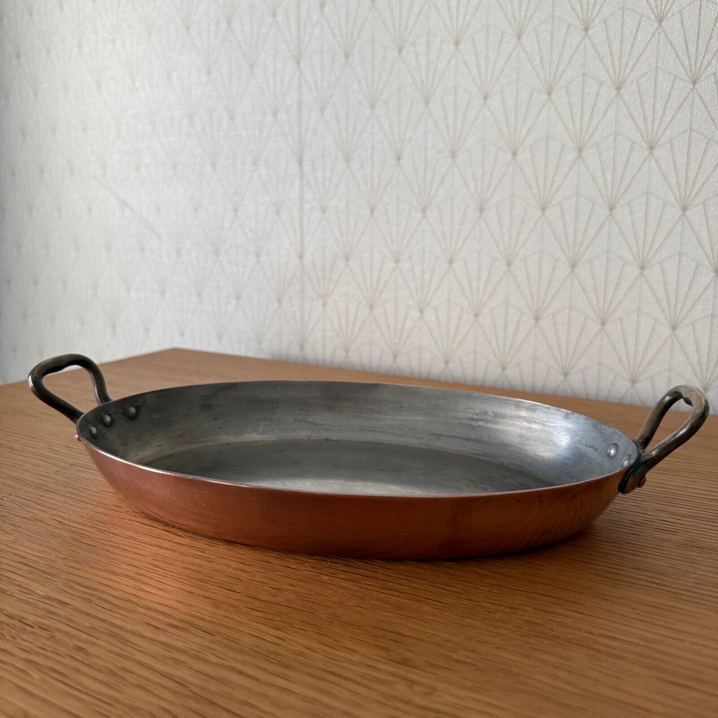 French Copper Cookware gratin Pan Brass oval made france 0304257