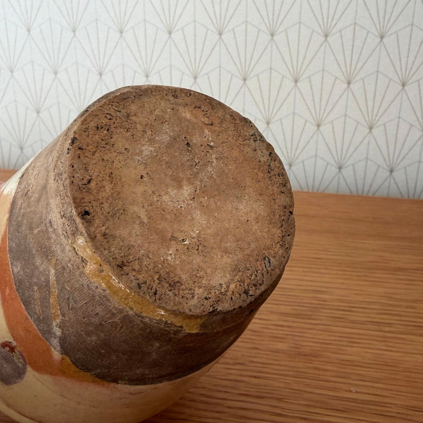 French Confit Pot Antique Mustard Terracotta Yellow Glaze 2101264 Unmarked