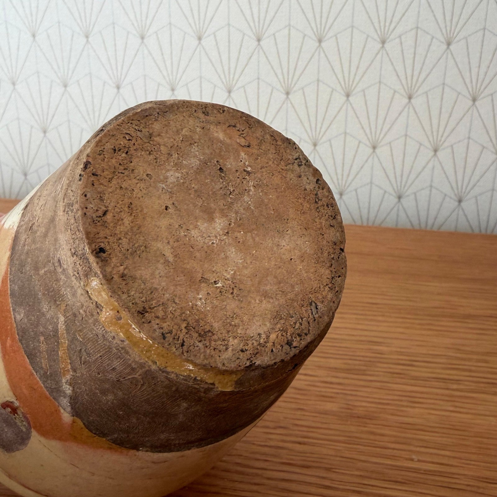 French Confit Pot Antique Mustard Terracotta Yellow Glaze 2101264 Unmarked