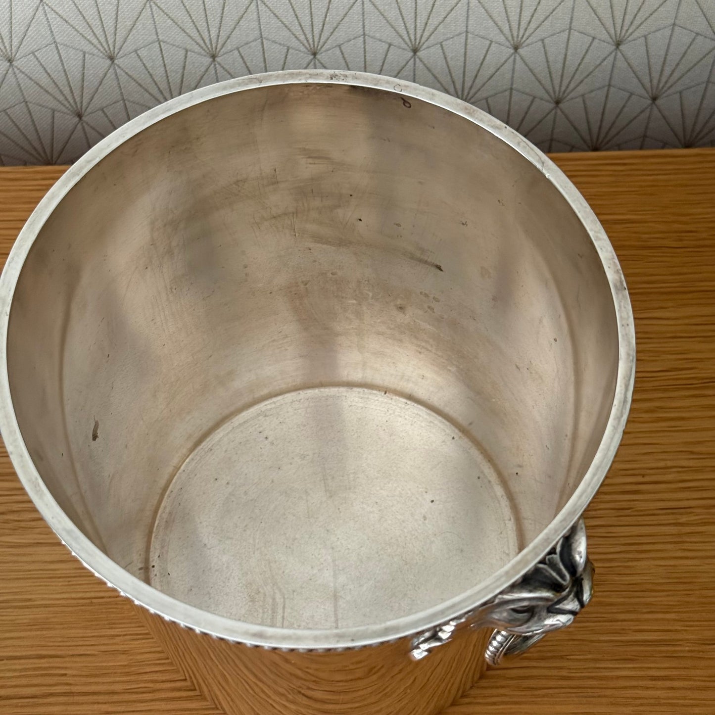 ERCUIS French Silver Plated Ice Bucket Lion Handles Champagne Cooler 0807254 Ercuis
