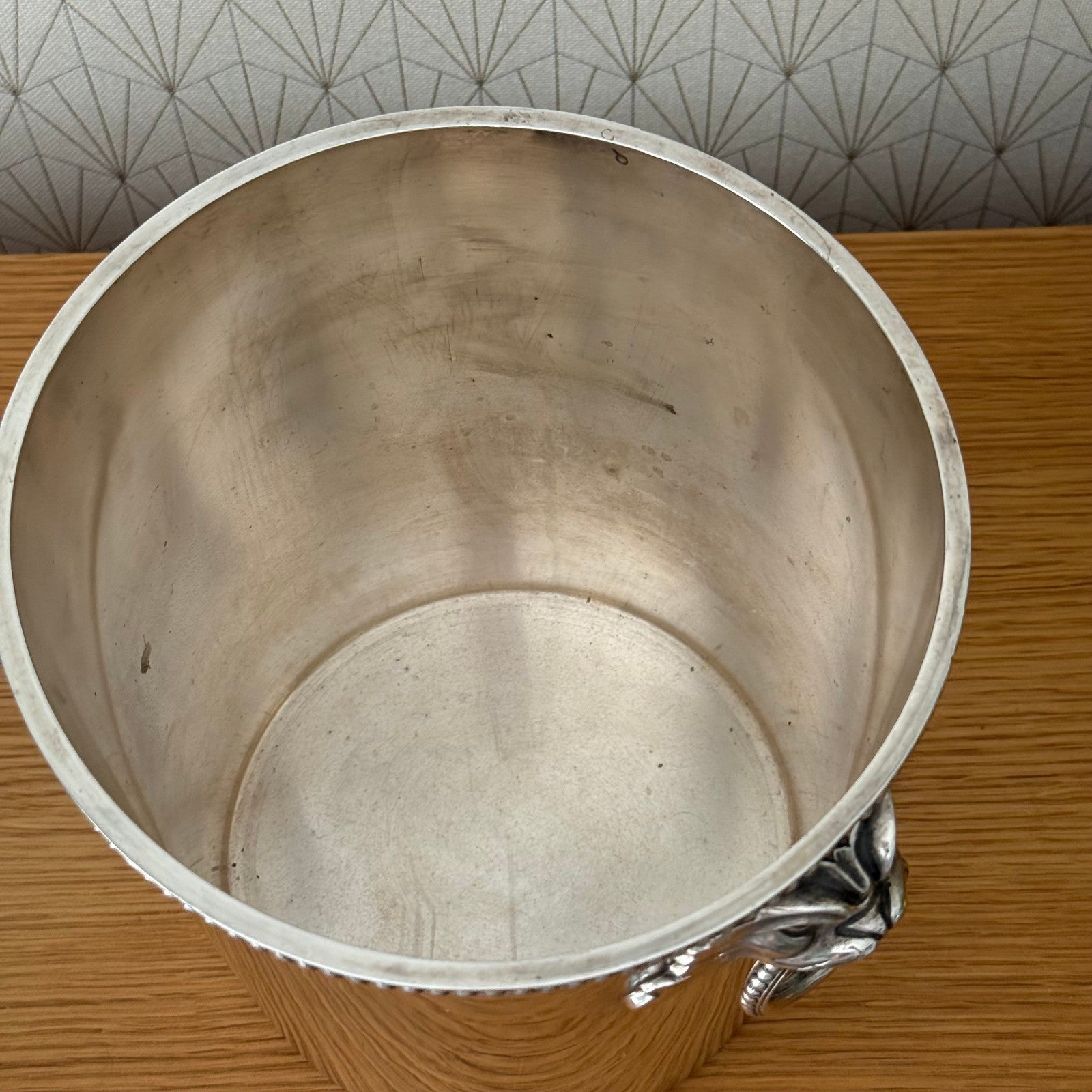 ERCUIS French Silver Plated Ice Bucket Lion Handles Champagne Cooler 0807254 Ercuis