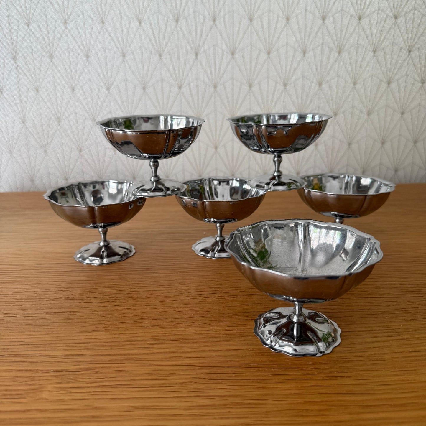 Set Of 6 Vintage Inox European Stainless Goblet Ice Cream Cup 3007258