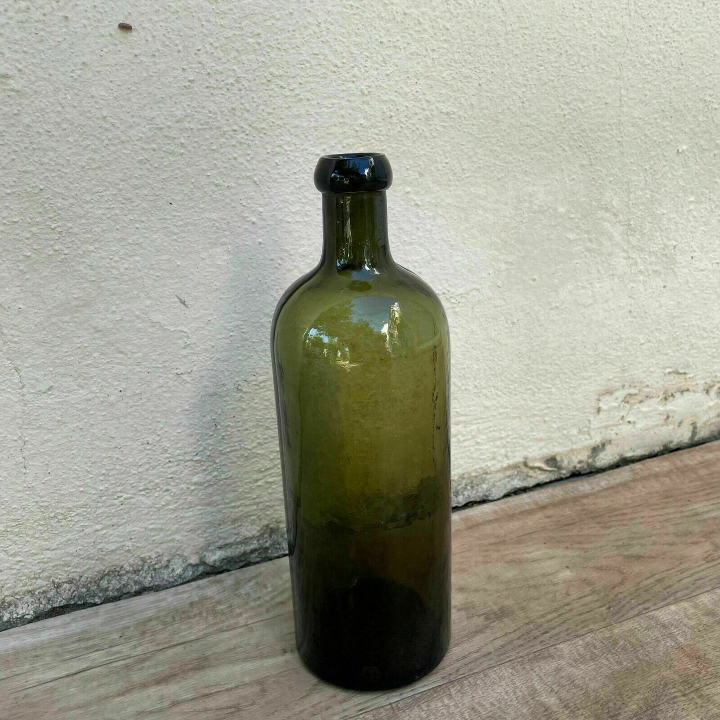 Antique French Green Glass Wine Bottle 1920s Vintage Hand Blown 0803221 Fleamarketfrance