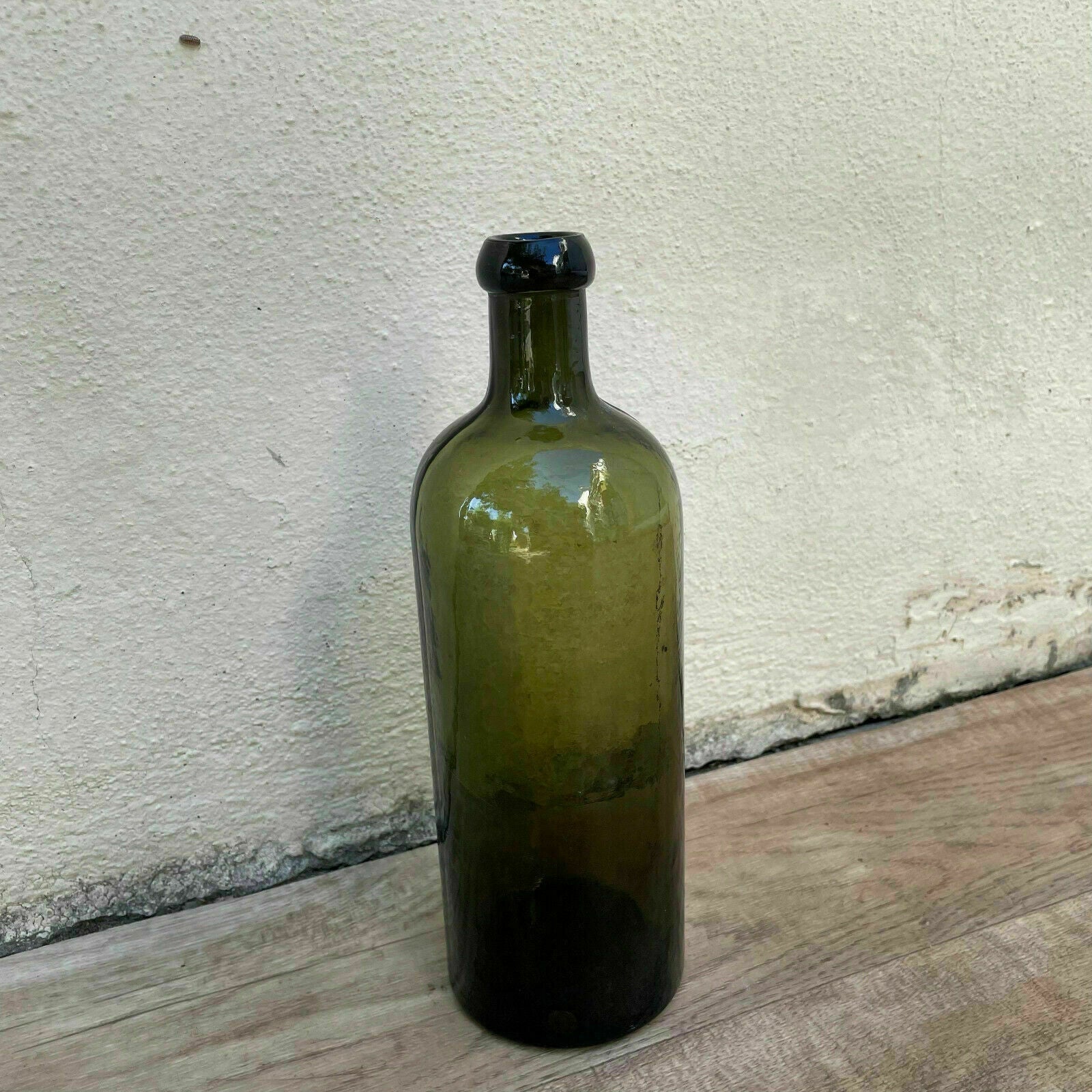 Antique French Green Glass Wine Bottle 1920s Vintage Hand Blown 0803221 Fleamarketfrance