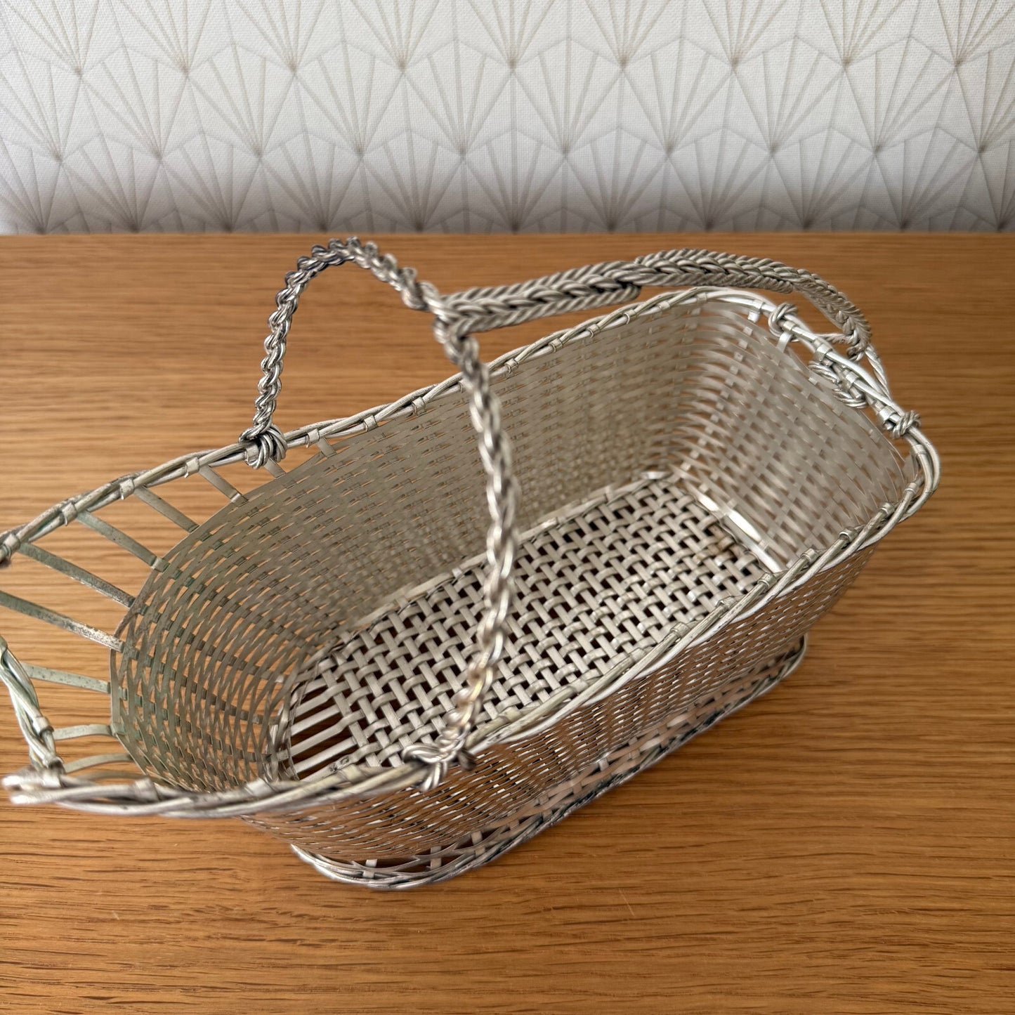 French Silver Plated Wine Basket Bottle Holder Serving Tray 12062517 Unbranded