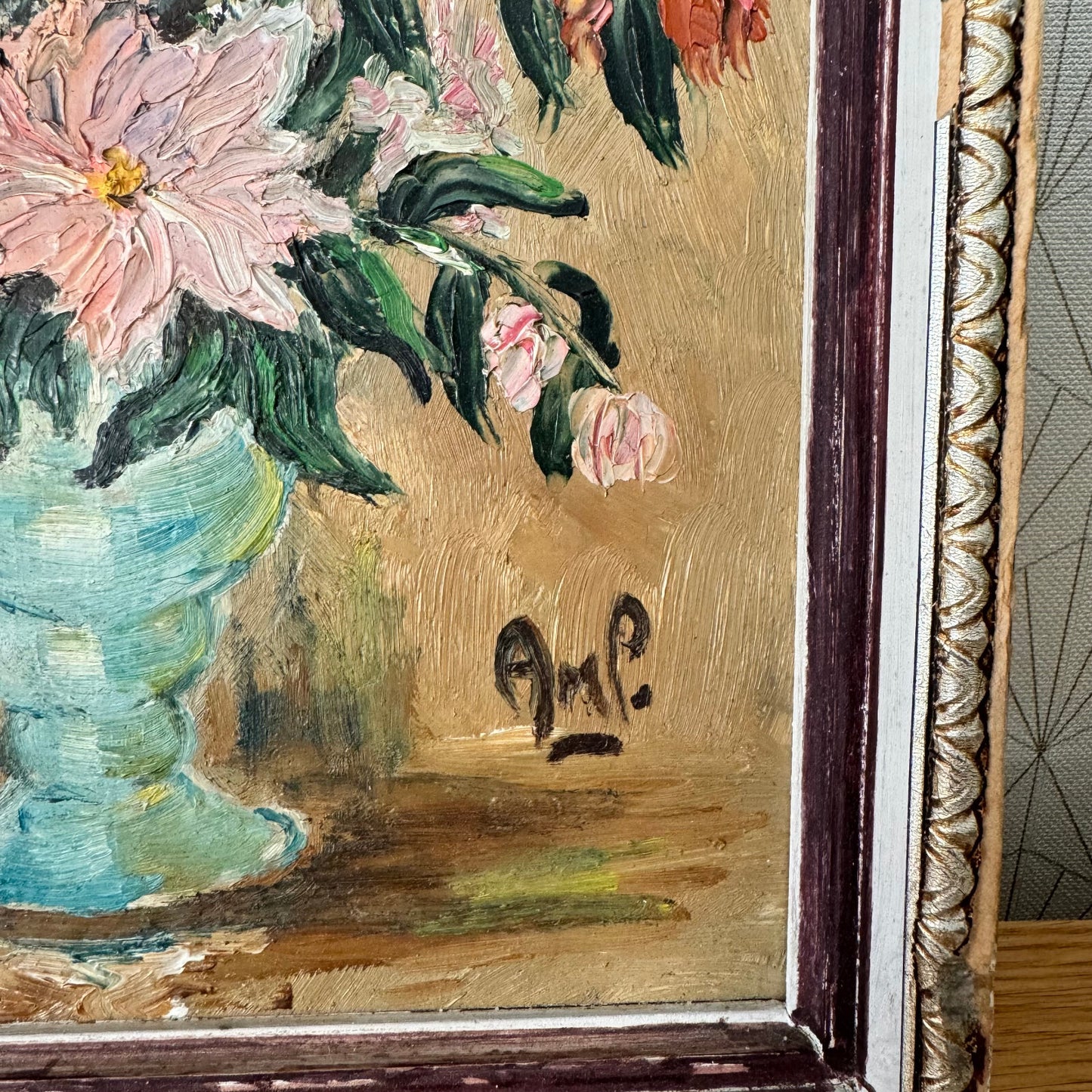 French still life flowers painting with frame signed 2404248 Fleamarketfrance
