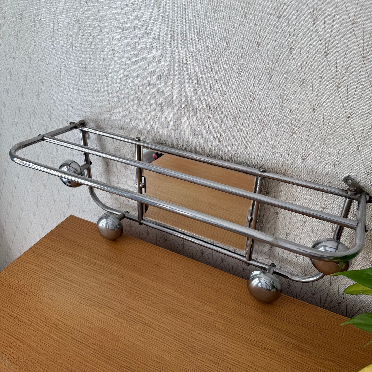 Vintage French Metal 4 Hook Coat Rack/Wall-Mounted Mirror Storage 0407251 Unbranded