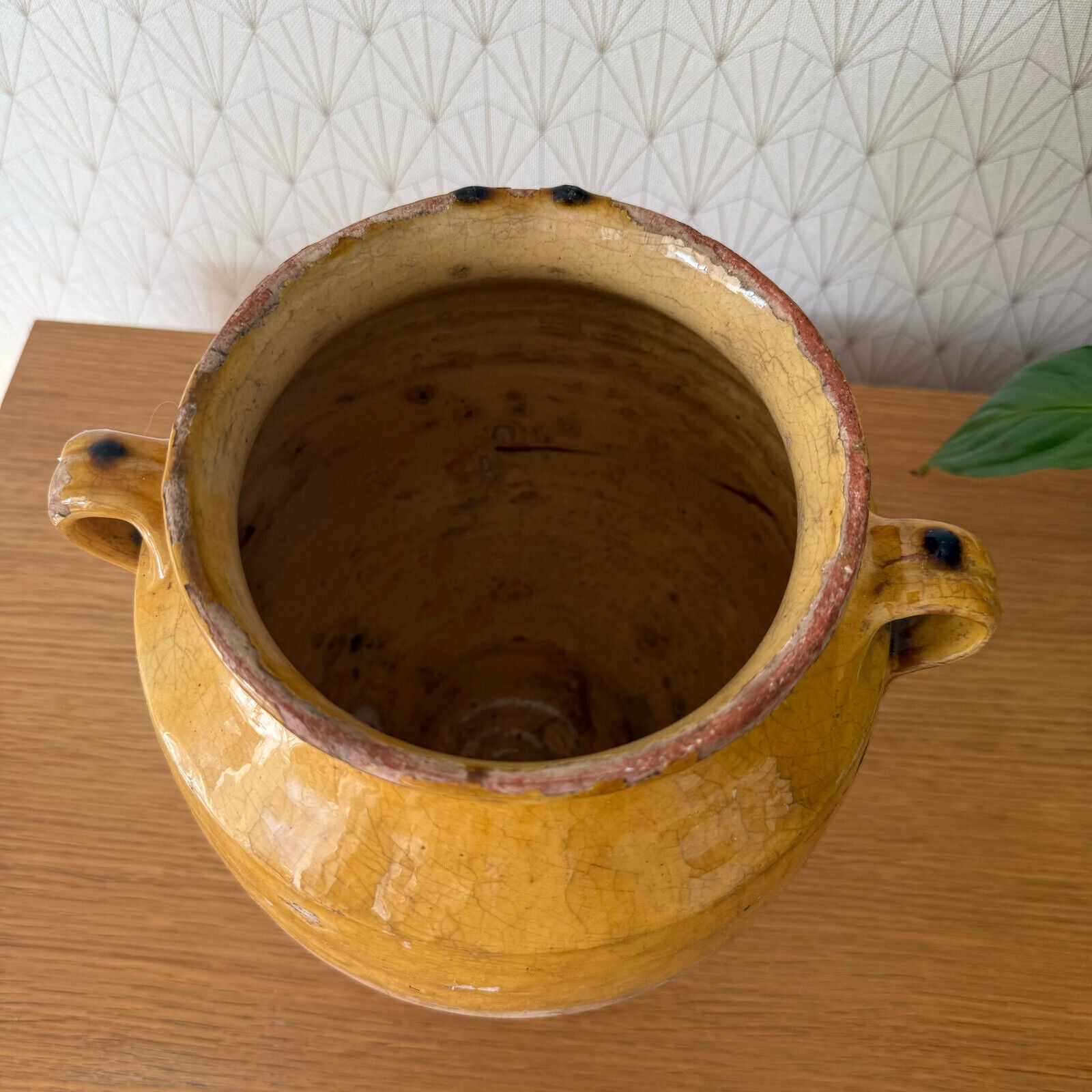 RARE 10" HANDMADE GLAZED TERRA COTTA ANTIQUE FRENCH CONFIT POT VASE 1101253 - Fleamarketfrance