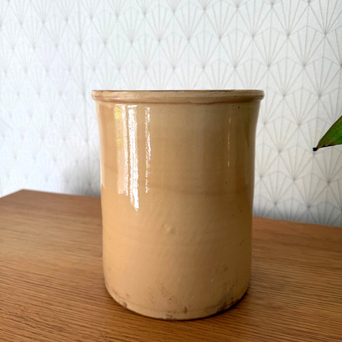 Antique French Jam Pot Yellow Glazed Terracotta Pottery Jar 0809251 Unmarked