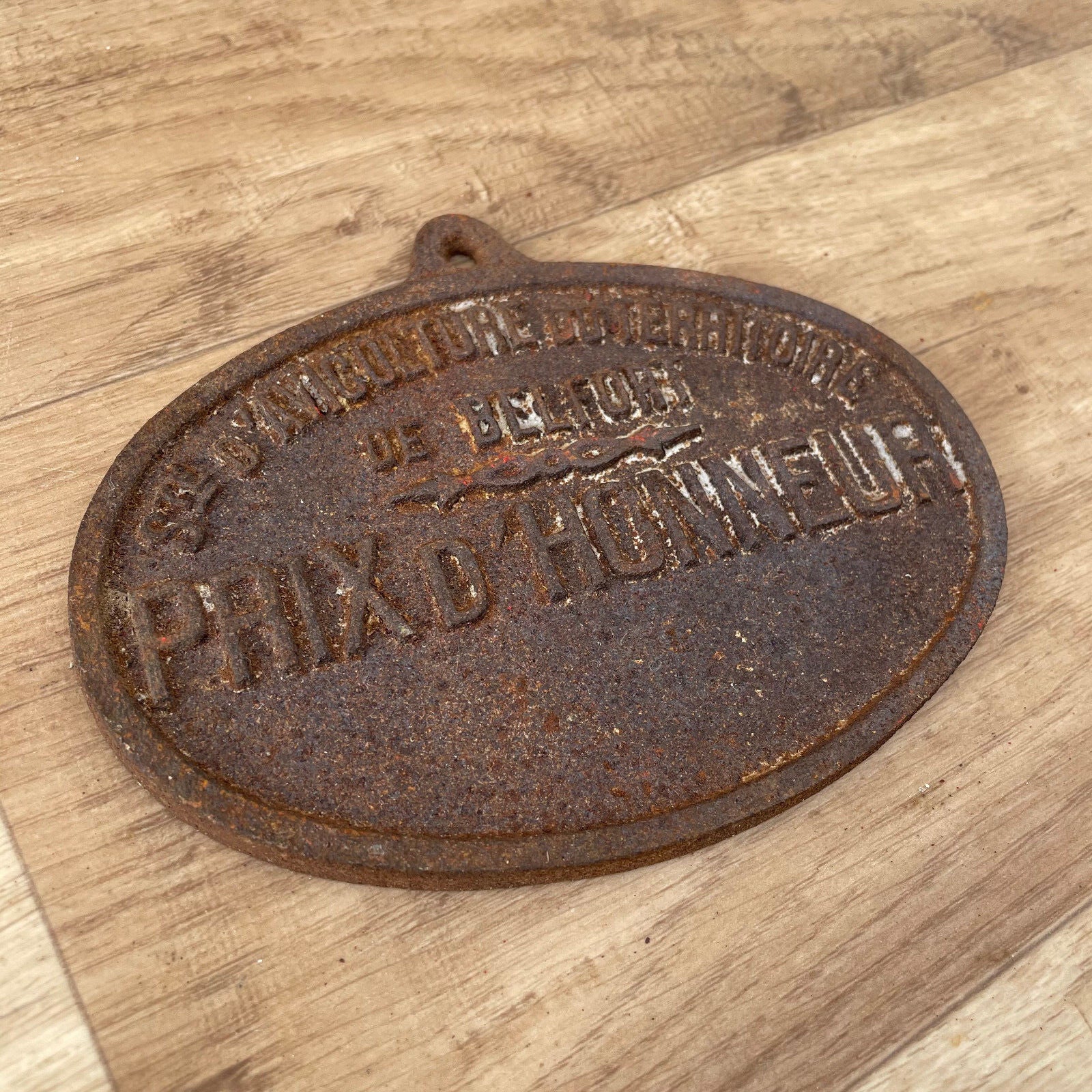 French Agricultural Prize Plaque Cast Iron Vintage Award Trophy 1103255 Fleamarketfrance