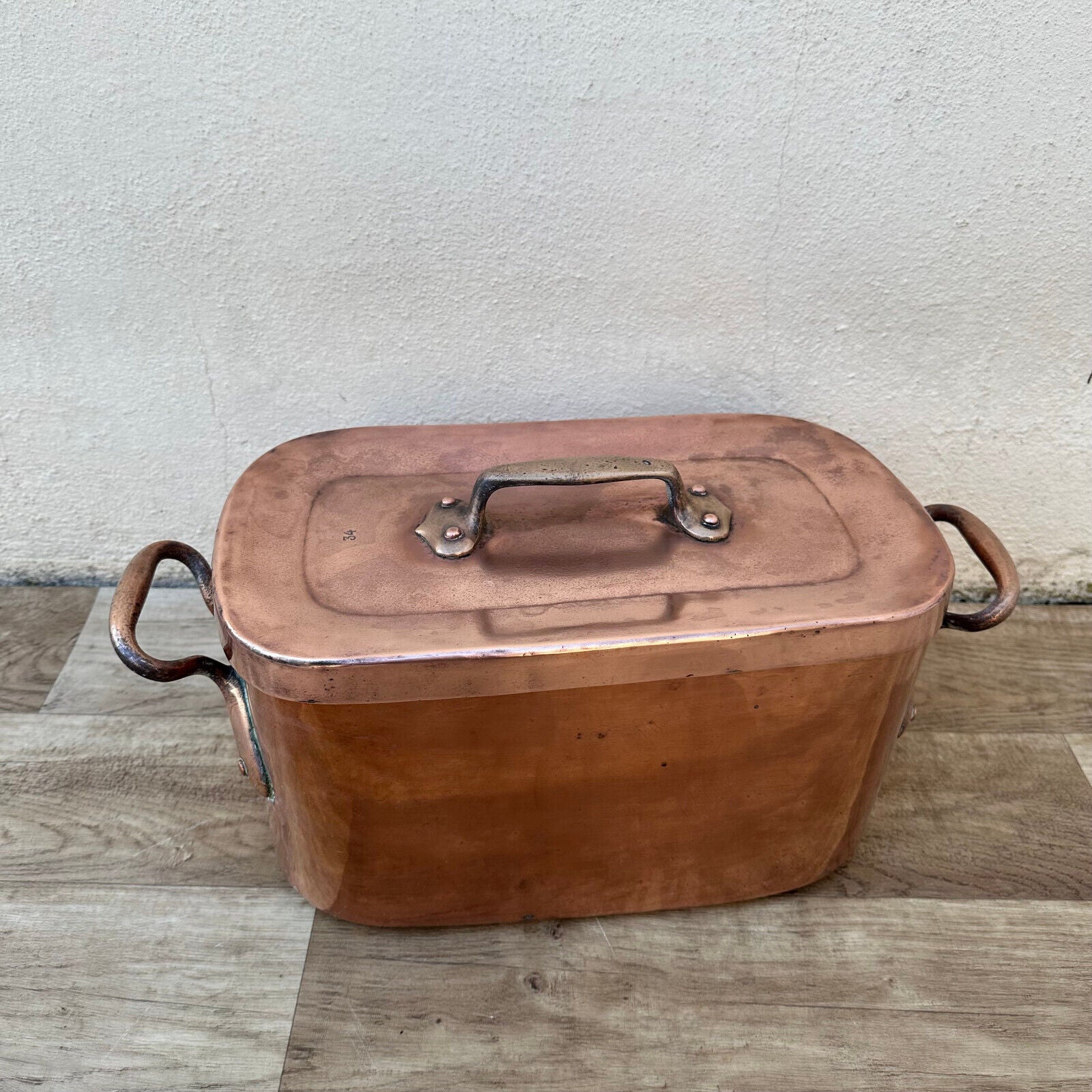 Dovetailed  French France daubiere rosting pot Vtg Copper Cookware 0404233 - Fleamarketfrance