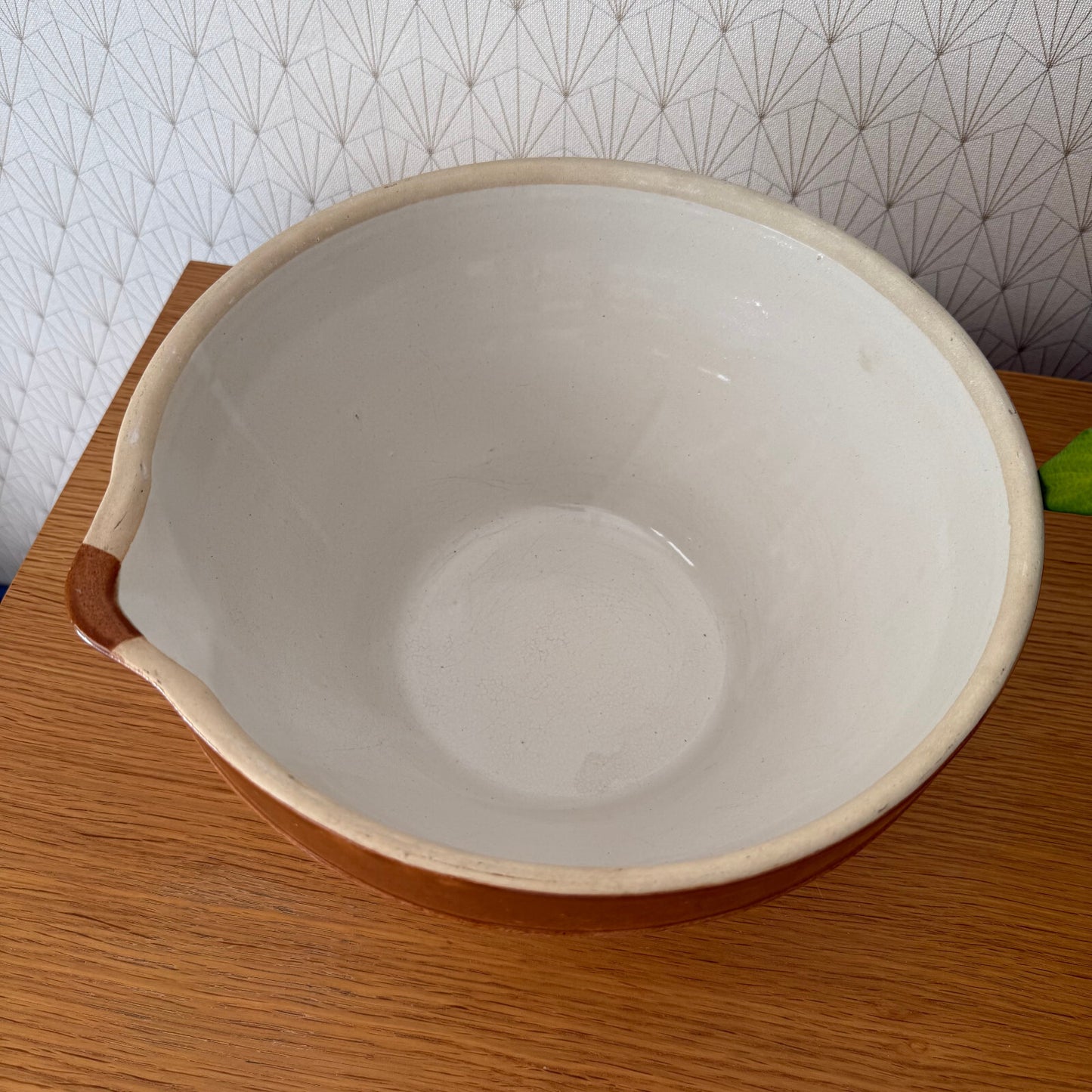 VINTAGE FRENCH GLAZED STONEWARE DIGOIN MIXING BOWL TERRINE TIAN 12 1/4" 1906254