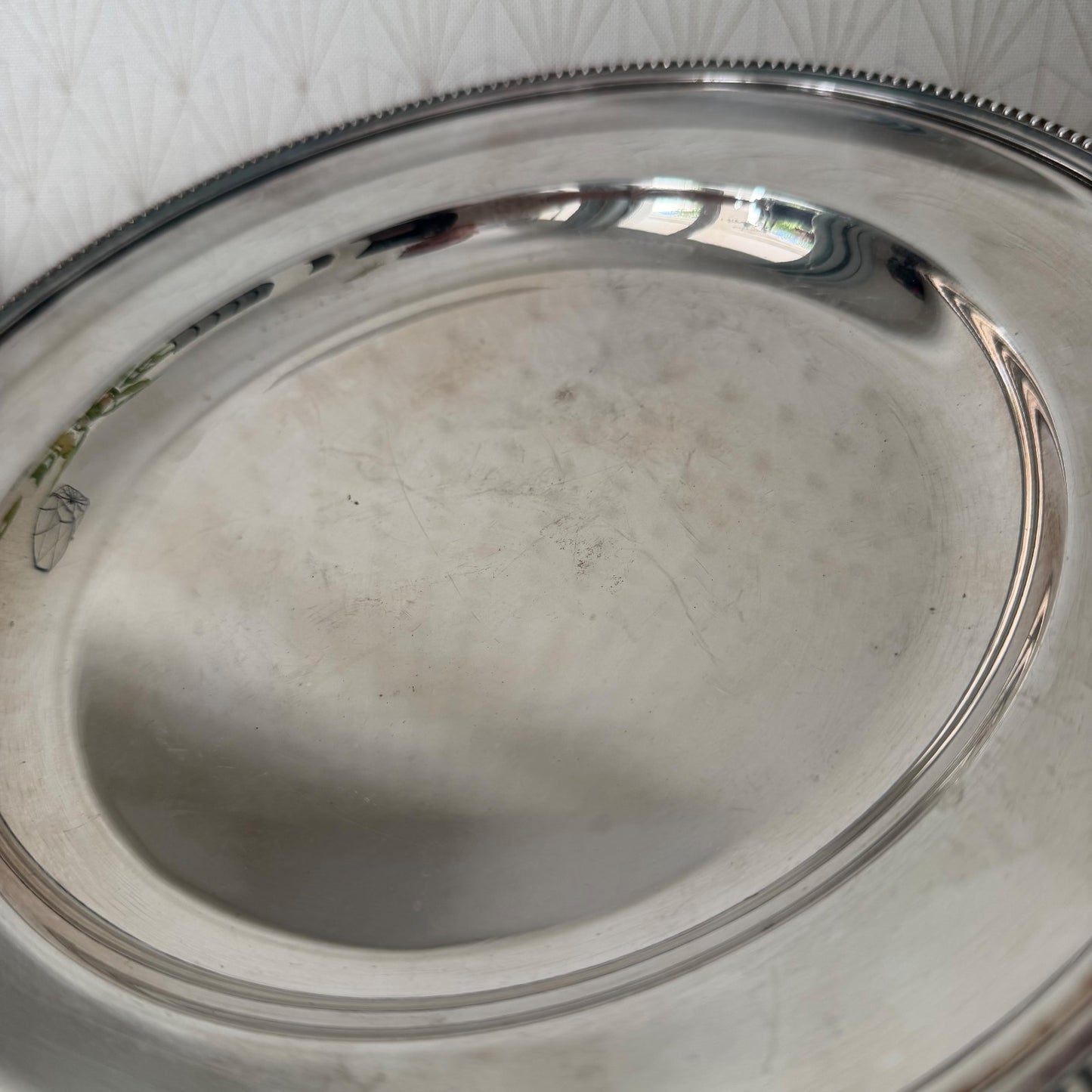 Christofle Gallia Silverplate Pearl French Round Serving Tray 26072611 ercuis