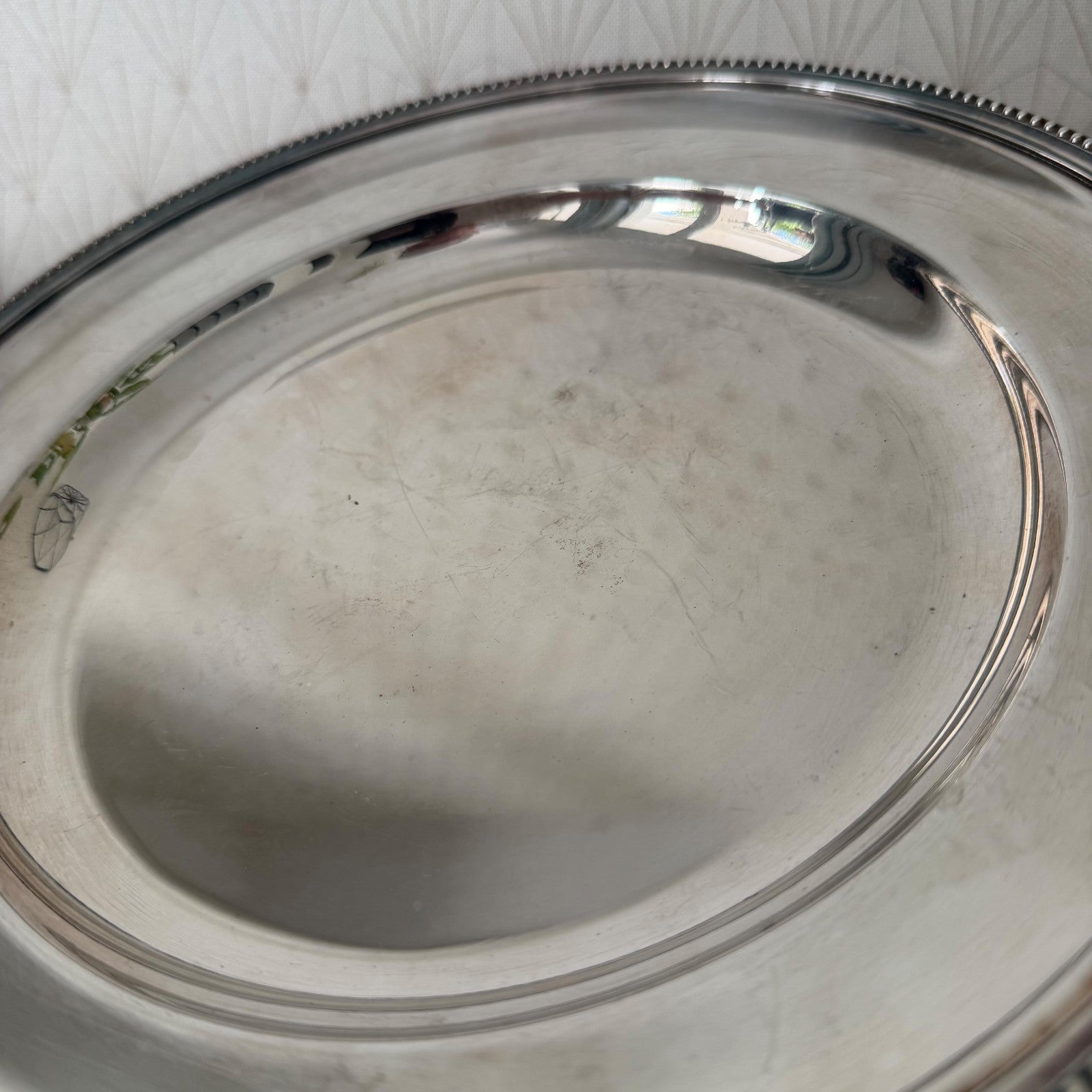Christofle Gallia Silverplate Pearl French Round Serving Tray 26072611 ercuis