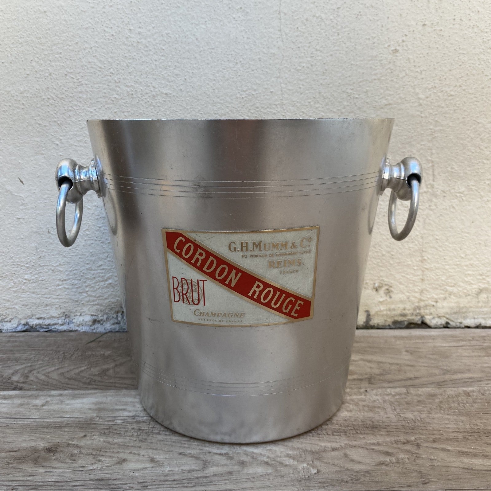 French Vintage Mumm Cordon Rouge Champagne Ice Bucket Silver Metal 04072612 Rothschild