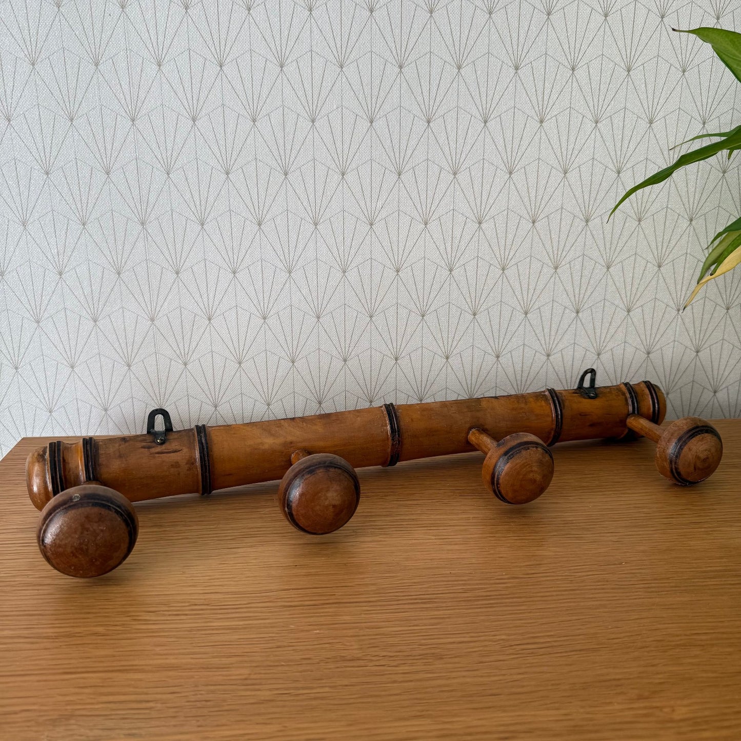 Antique Wooden French Coat Hook Hat 4 Pegs Hanger Faux Bamboo rack 0307256 Unbranded