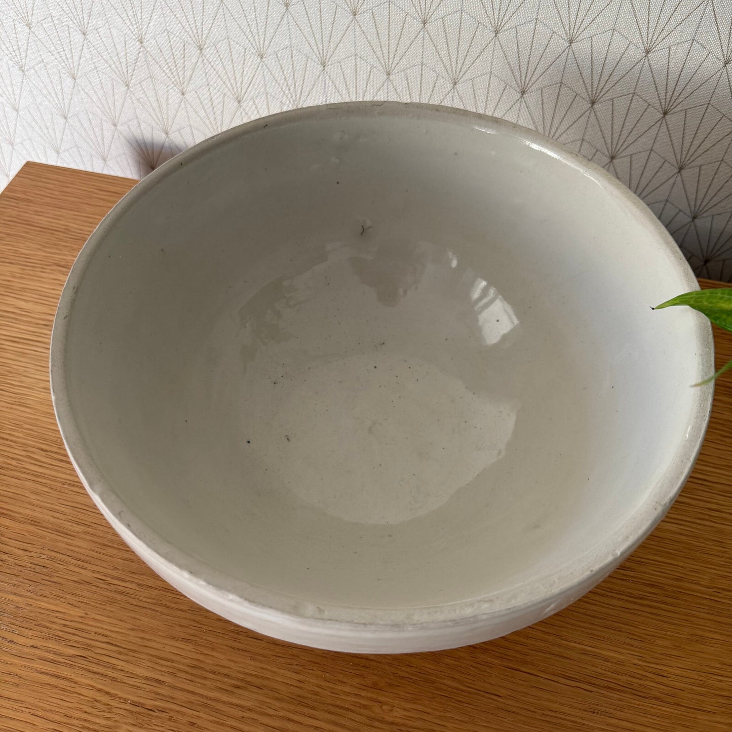 VINTAGE FRENCH STONEWARE SALAD MIXING BOWL TERRINE 13" 1904255