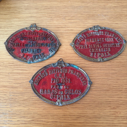 3 French Vintage Agriculture Plaque Trophy Award Animals Prize Sign 1950 0802261 Fleamarketfrance