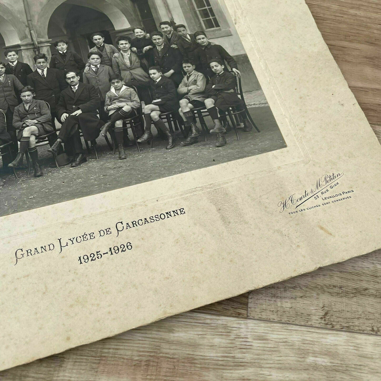 Vintage French School Class Getting Picture Photo Carcassonne 1926 15022126 - Fleamarketfrance