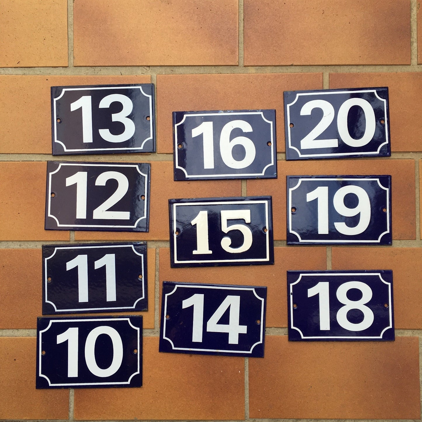 French Enamel House Numbers Blue White Street Signs 10x15cm Vintage 18 Unbranded