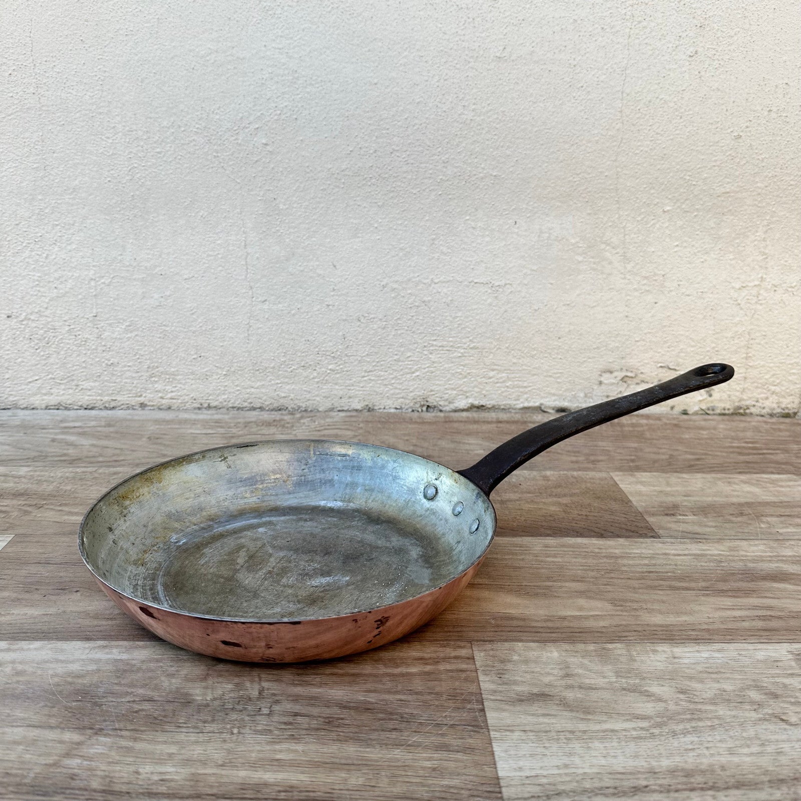 Vintage French Copper Pan Tin Lined Frying Skillet Made in France 0703236 Unbranded
