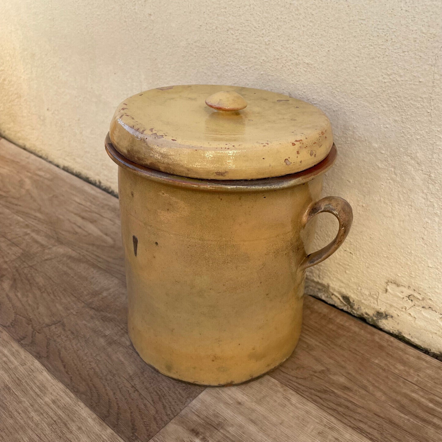 Antique French Italian 19th Century Sardine Jar Pot 9" High 1302231 - Fleamarketfrance